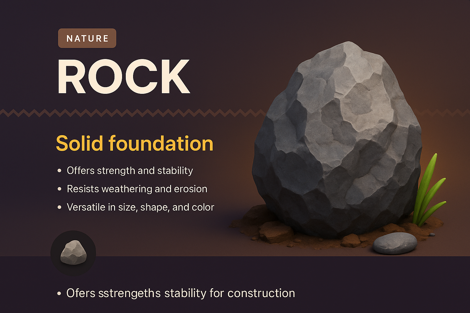 3D Illustration of a Rock with Informative Features