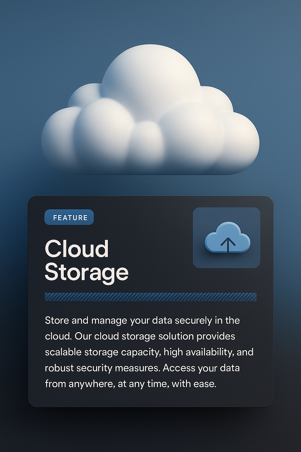 3D Interactive Cloud Storage Feature Illustration