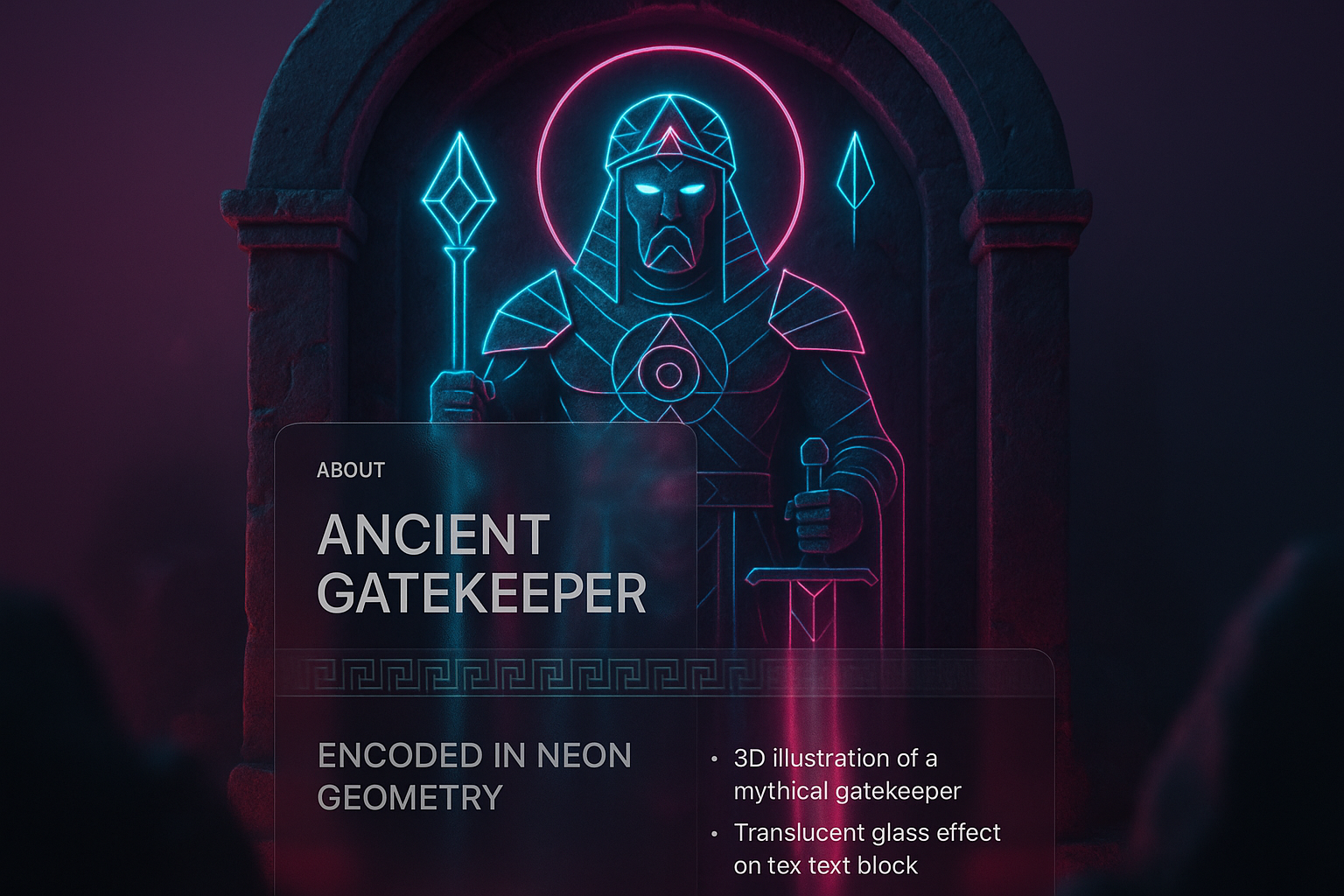 Neon Geometry: Ancient Gatekeeper Illustration