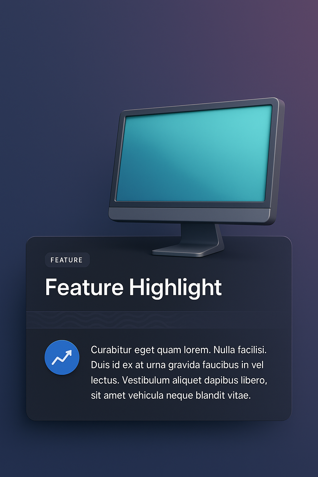 3D Monitor Illustration with Feature Highlight Design