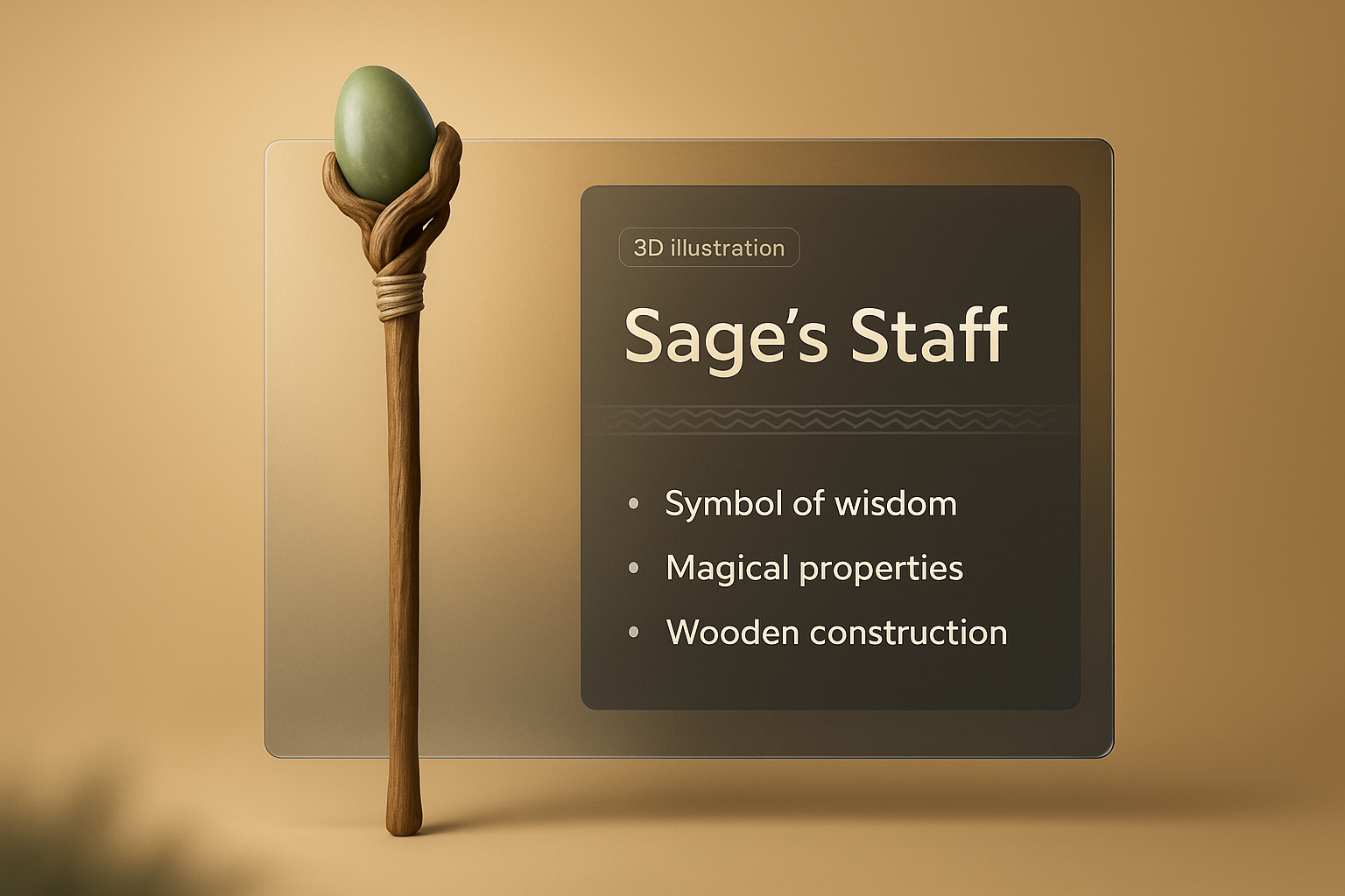 3D Illustration of Sage's Staff with Informative Overlay