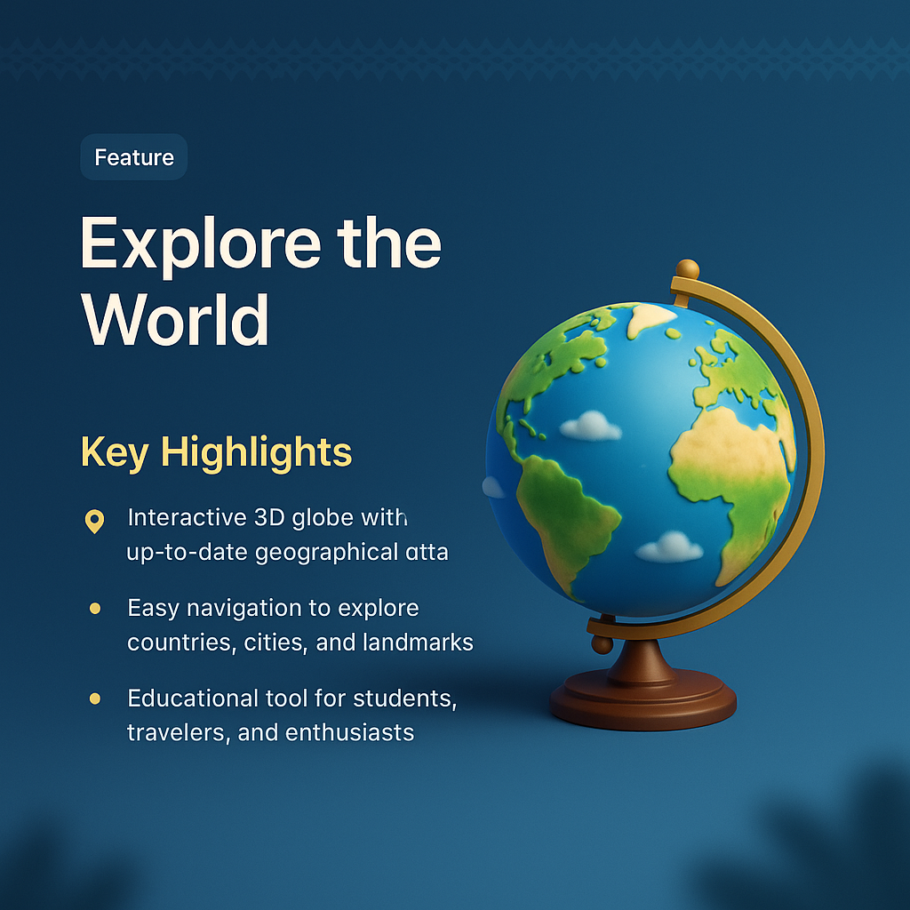 3D Globe Illustration with Key Features and Highlights