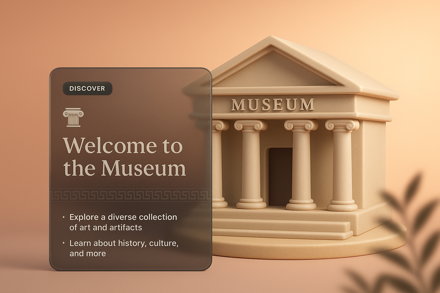 3D Museum Web Page Design Concept with Artifacts