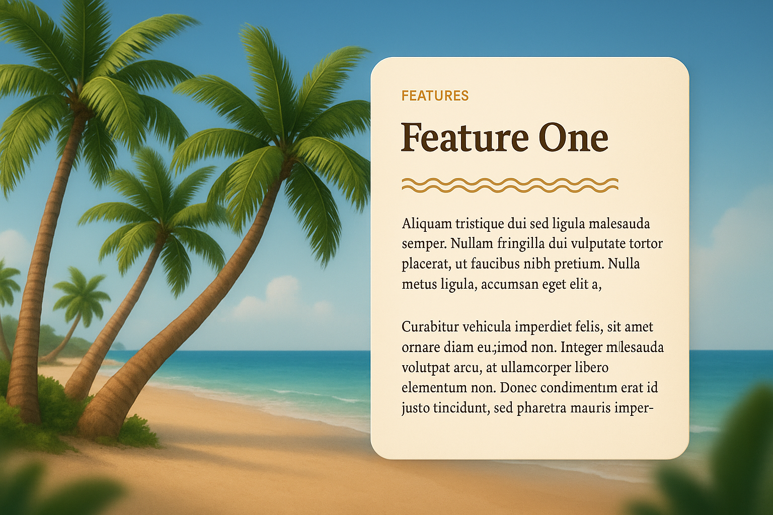 Beach Scene with Palm Trees and Features Block