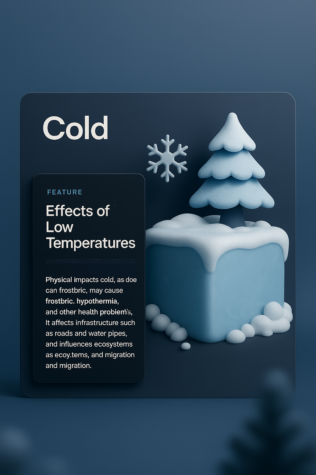 3D Cold Themed Web Page Design Concept