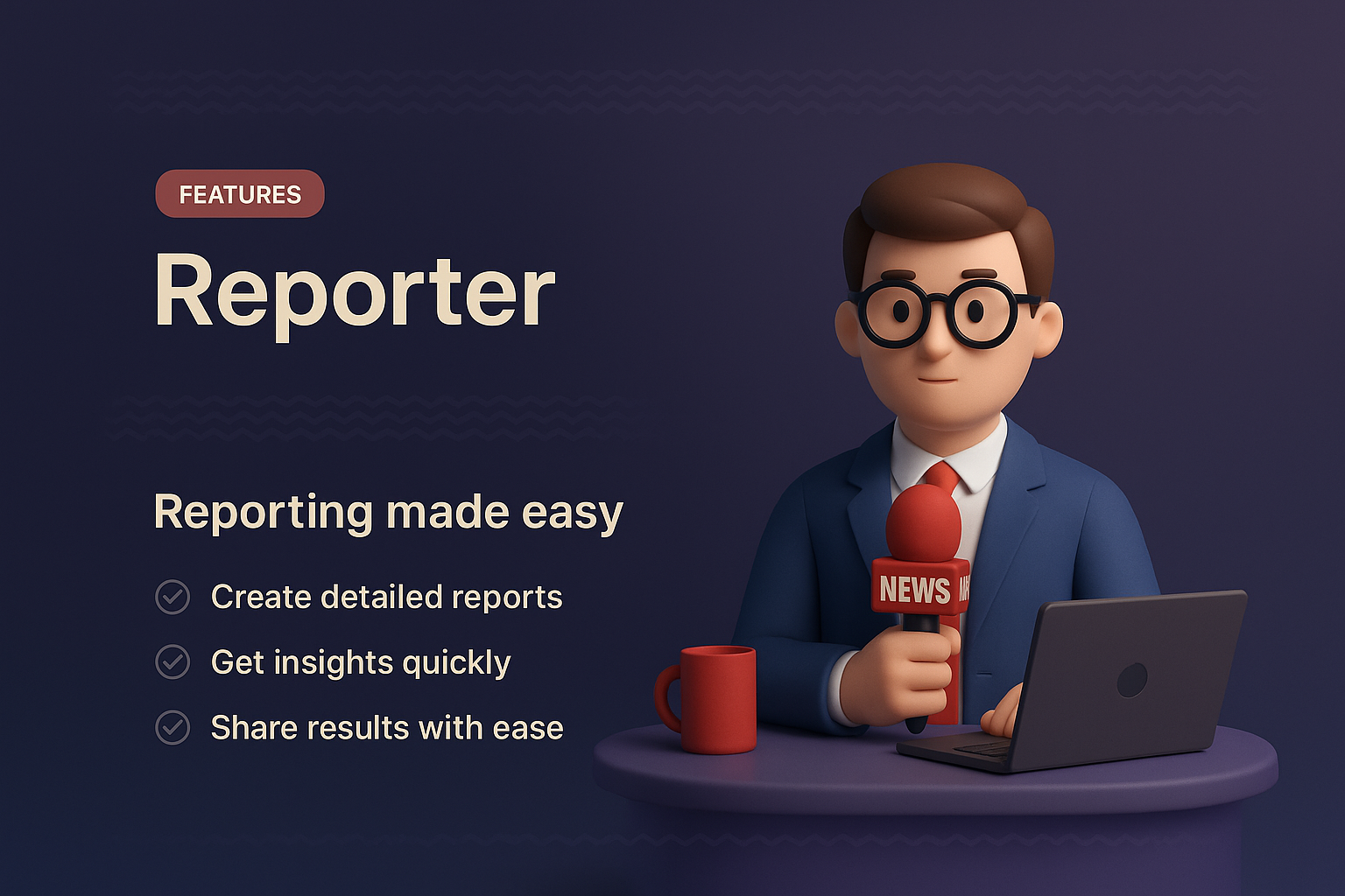 3D Landing Page Design for Reporting Features