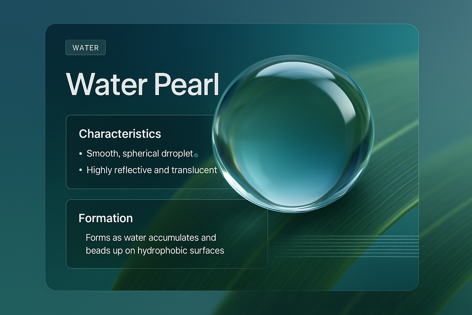 Stunning 3D Water Pearl Illustration with Informative Blocks