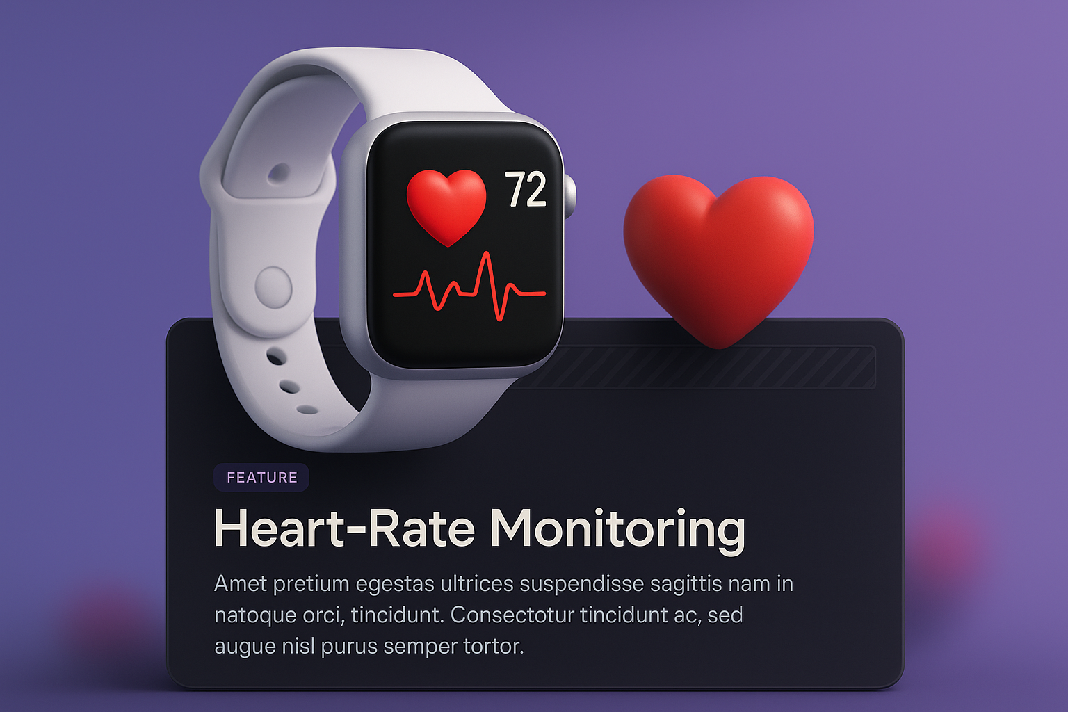 3D Illustration of Heart-Rate Monitoring Web Page Design