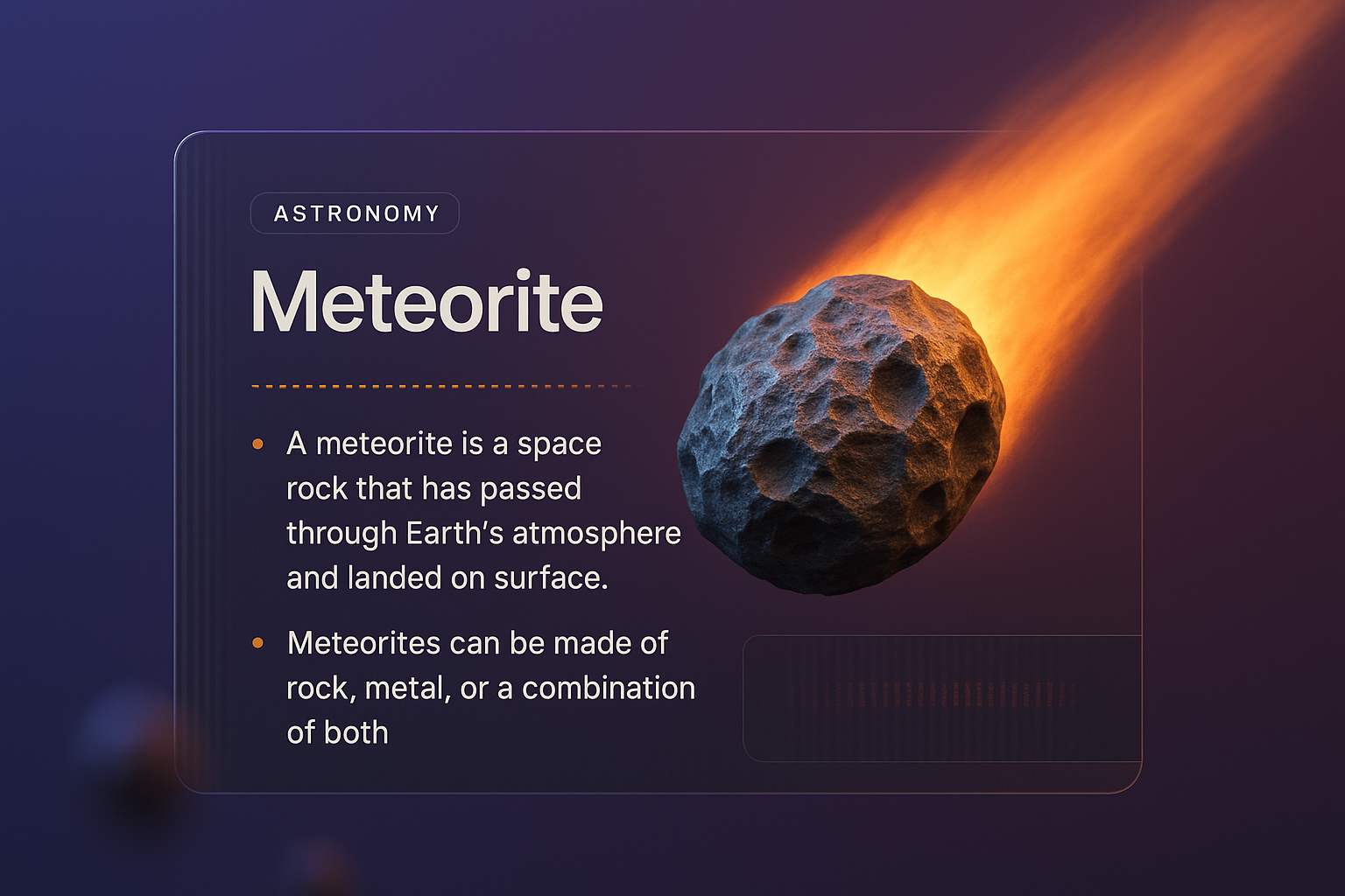3D Meteorite Illustration with Informative Blocks