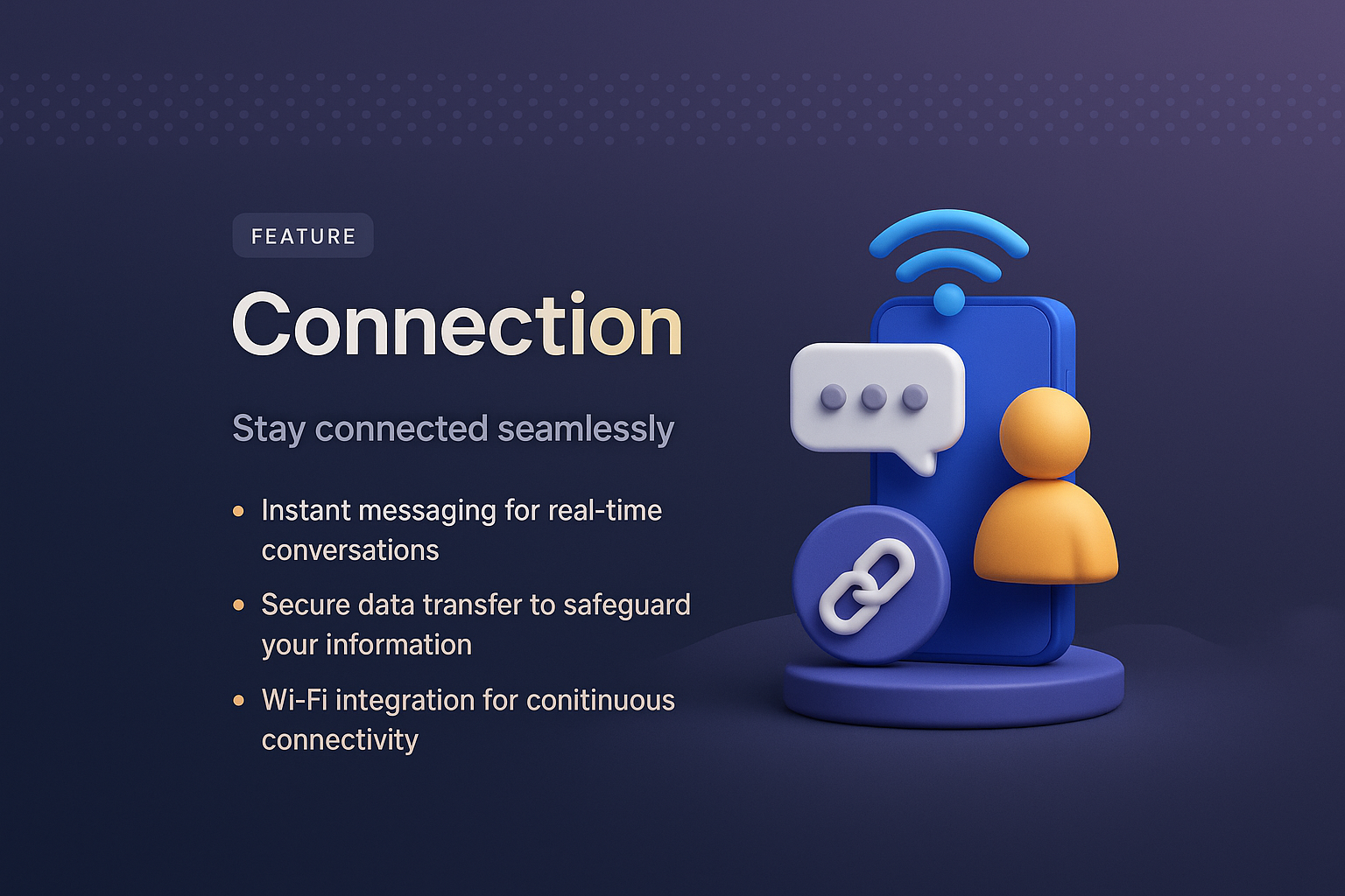 3D Illustration of Connection Features for Landing Page Design
