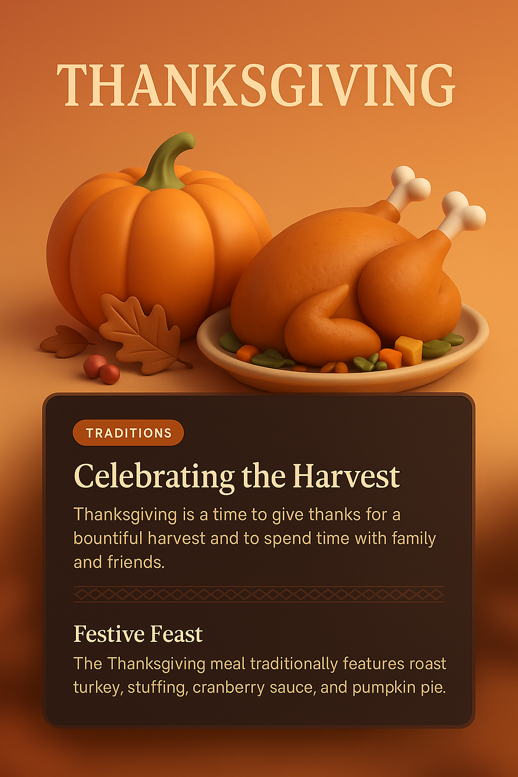3D Thanksgiving Design with Rich Visual Elements