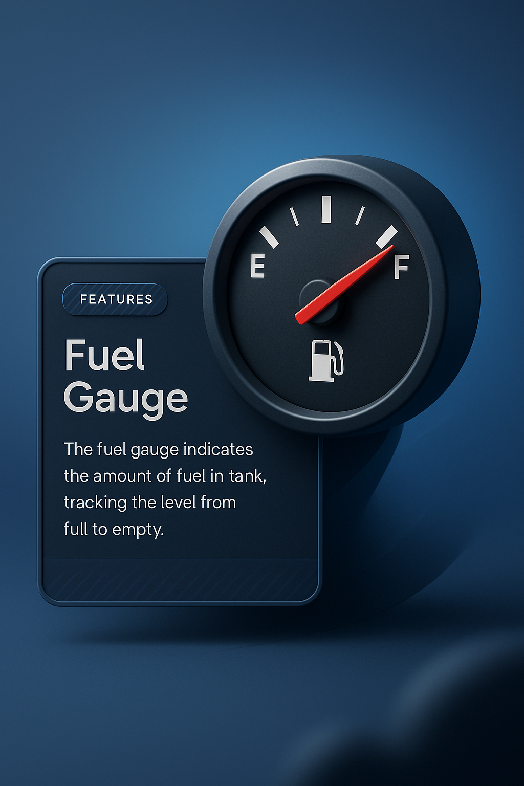 3D Fuel Gauge with Features Overview Design