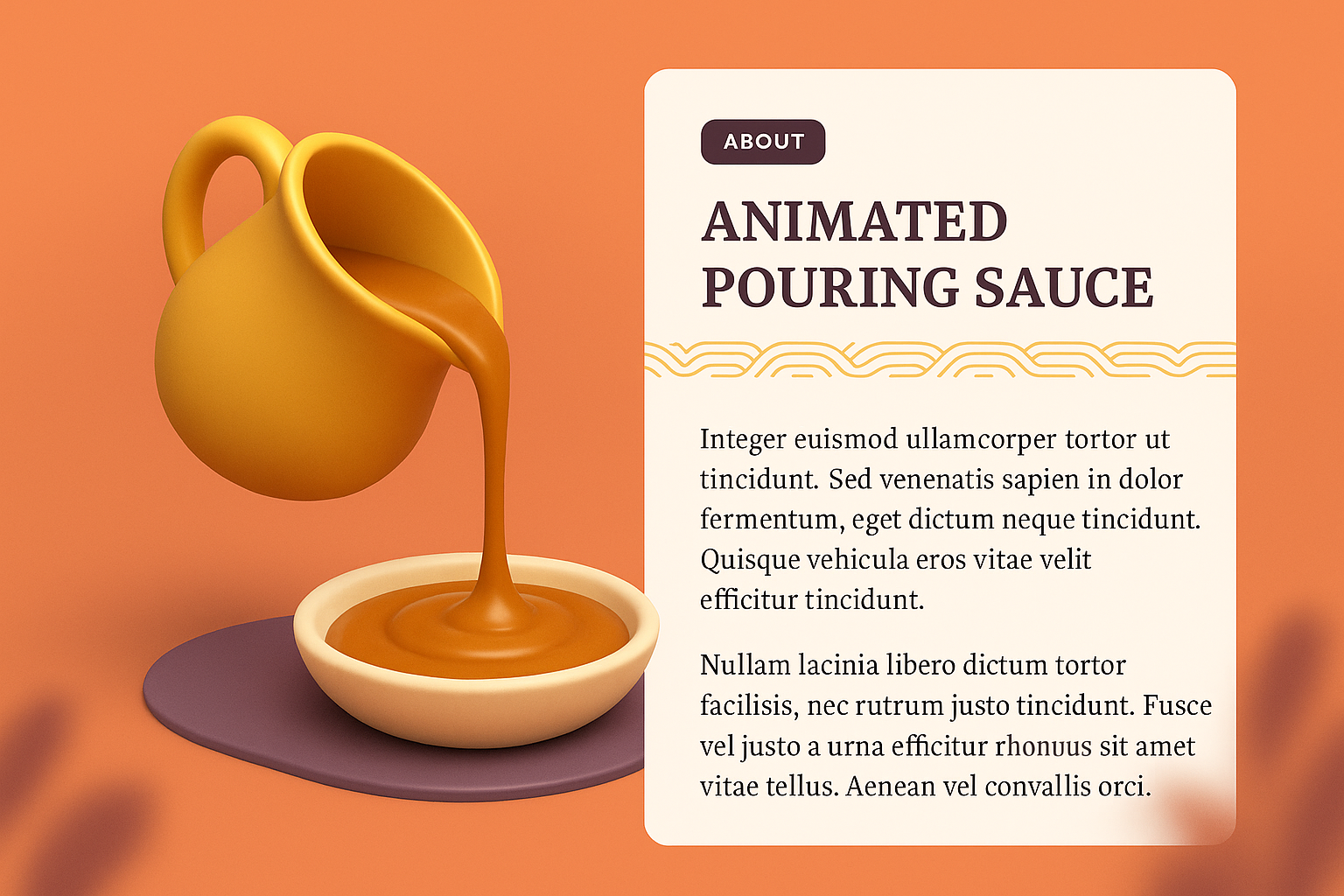 3D Illustration of Animated Pouring Sauce with Text Block