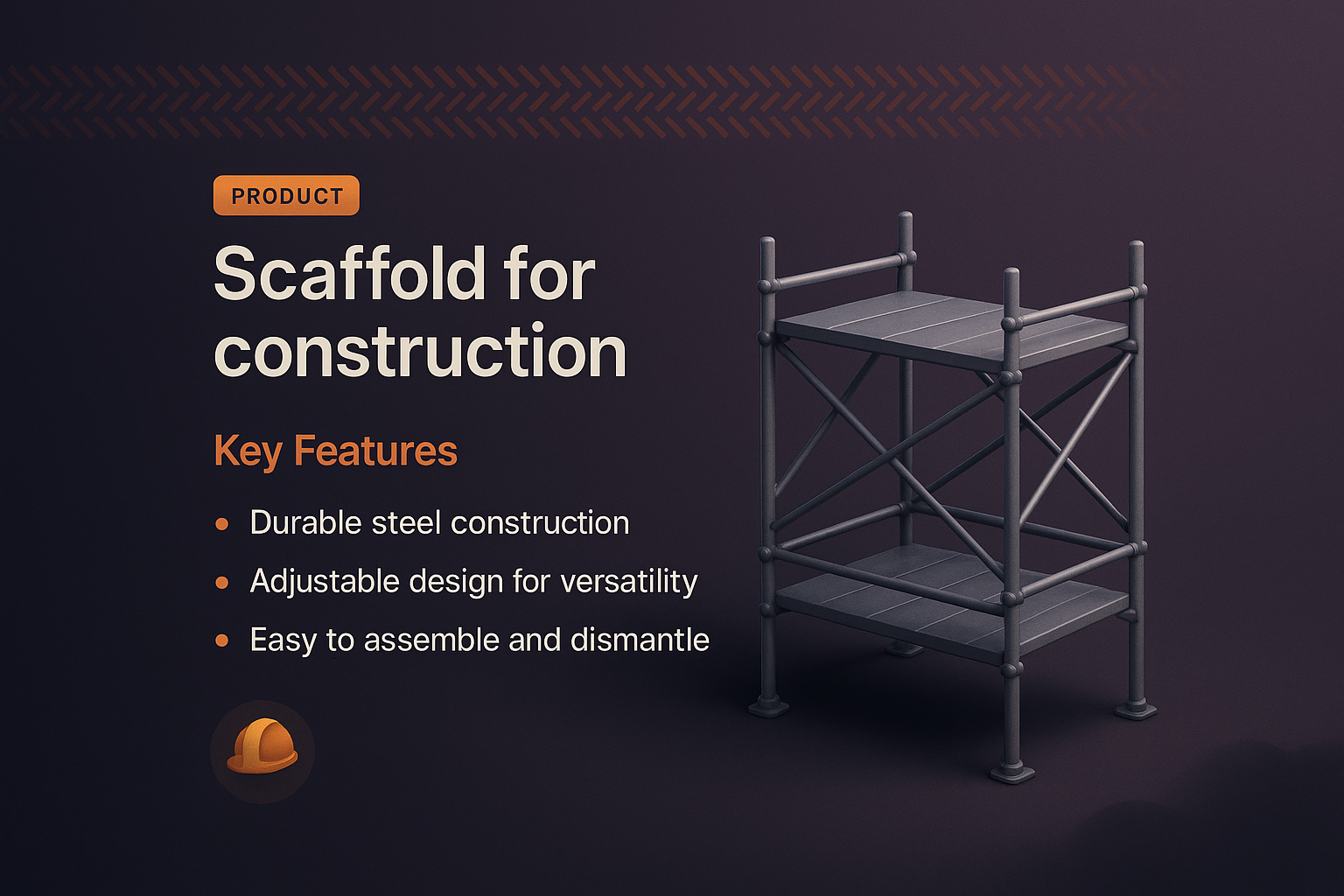 3D Scaffold Illustration for Construction Landing Page