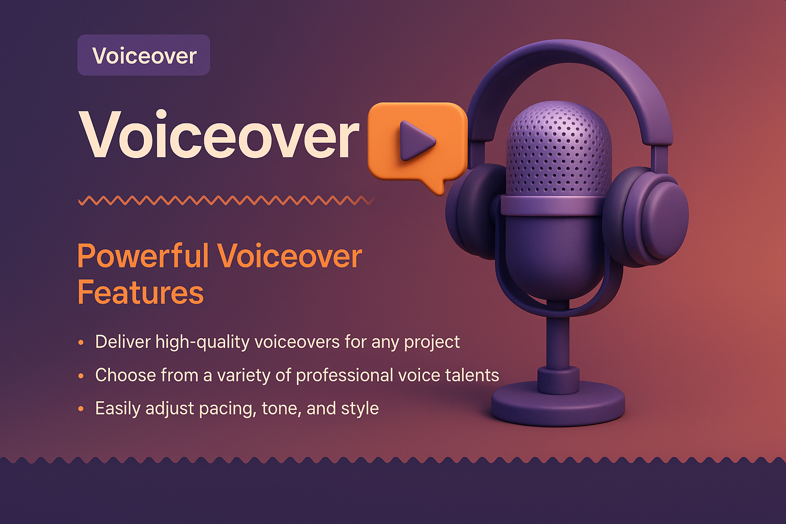Engaging Voiceover Landing Page Design with 3D Elements