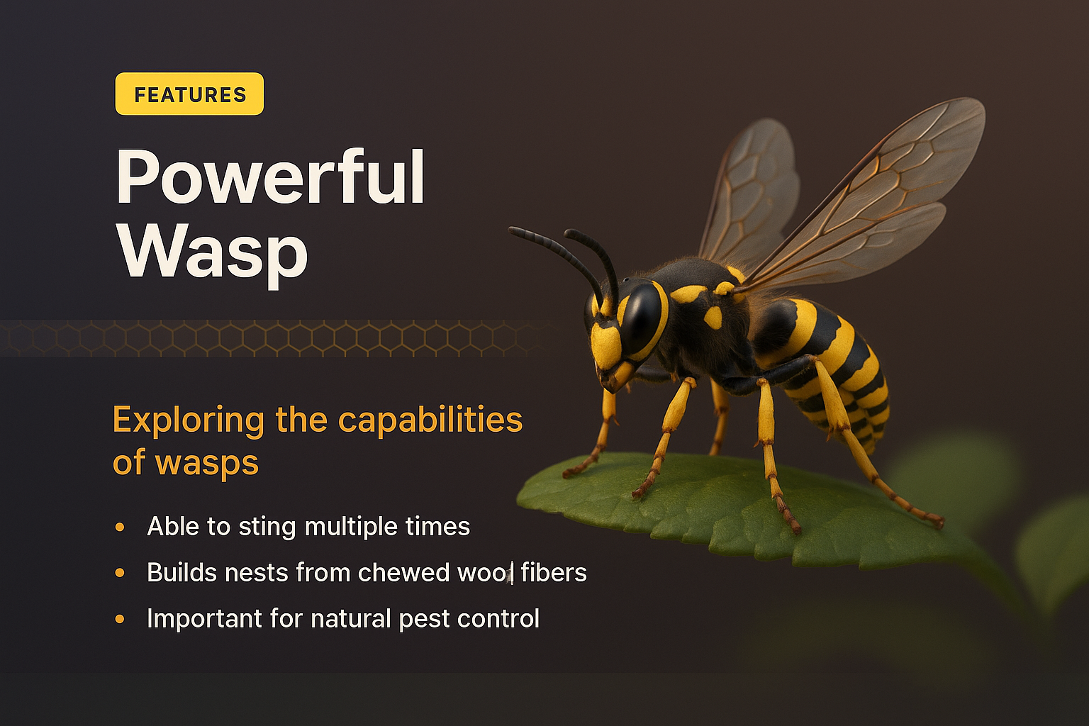3D Illustration of a Powerful Wasp with Features