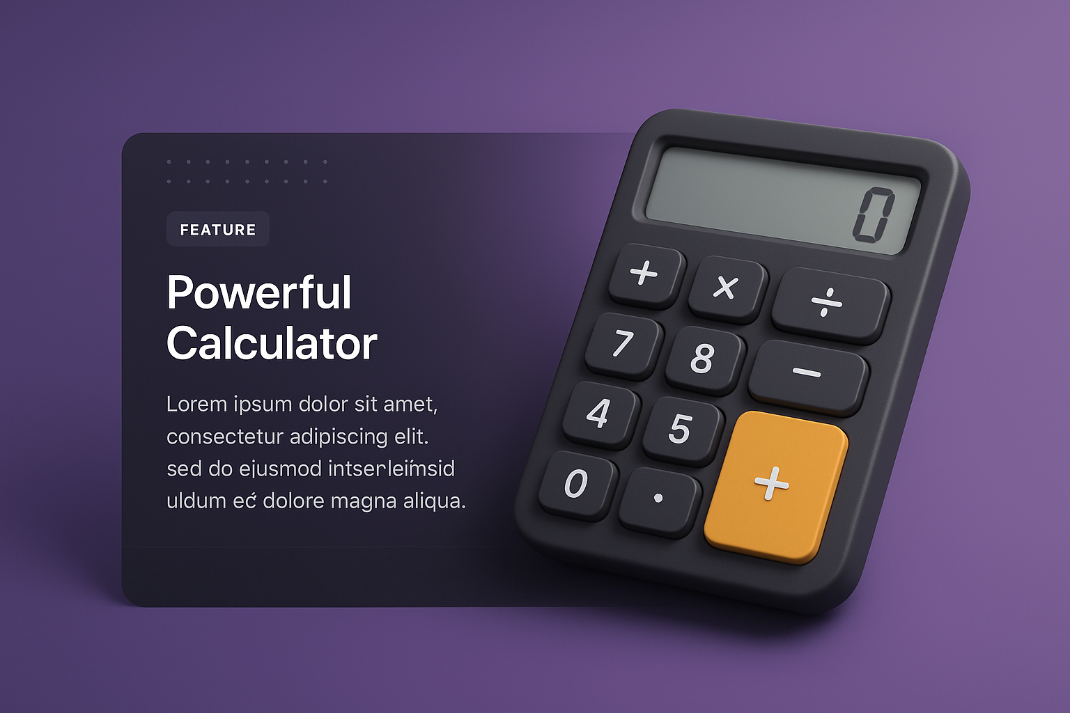 3D Calculator Illustration with Feature Highlight