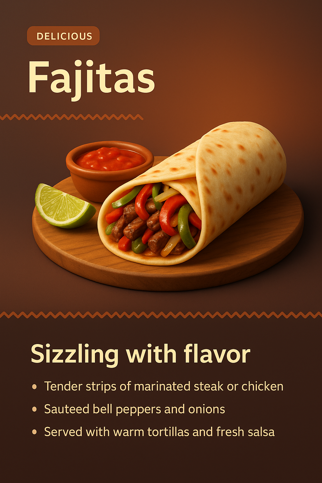 Delicious 3D Fajitas Landing Page Design