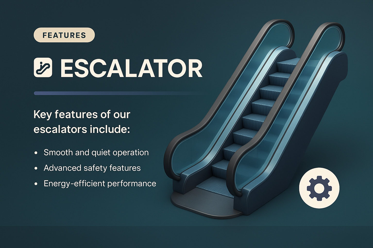3D Illustration of a Modern Escalator with Features