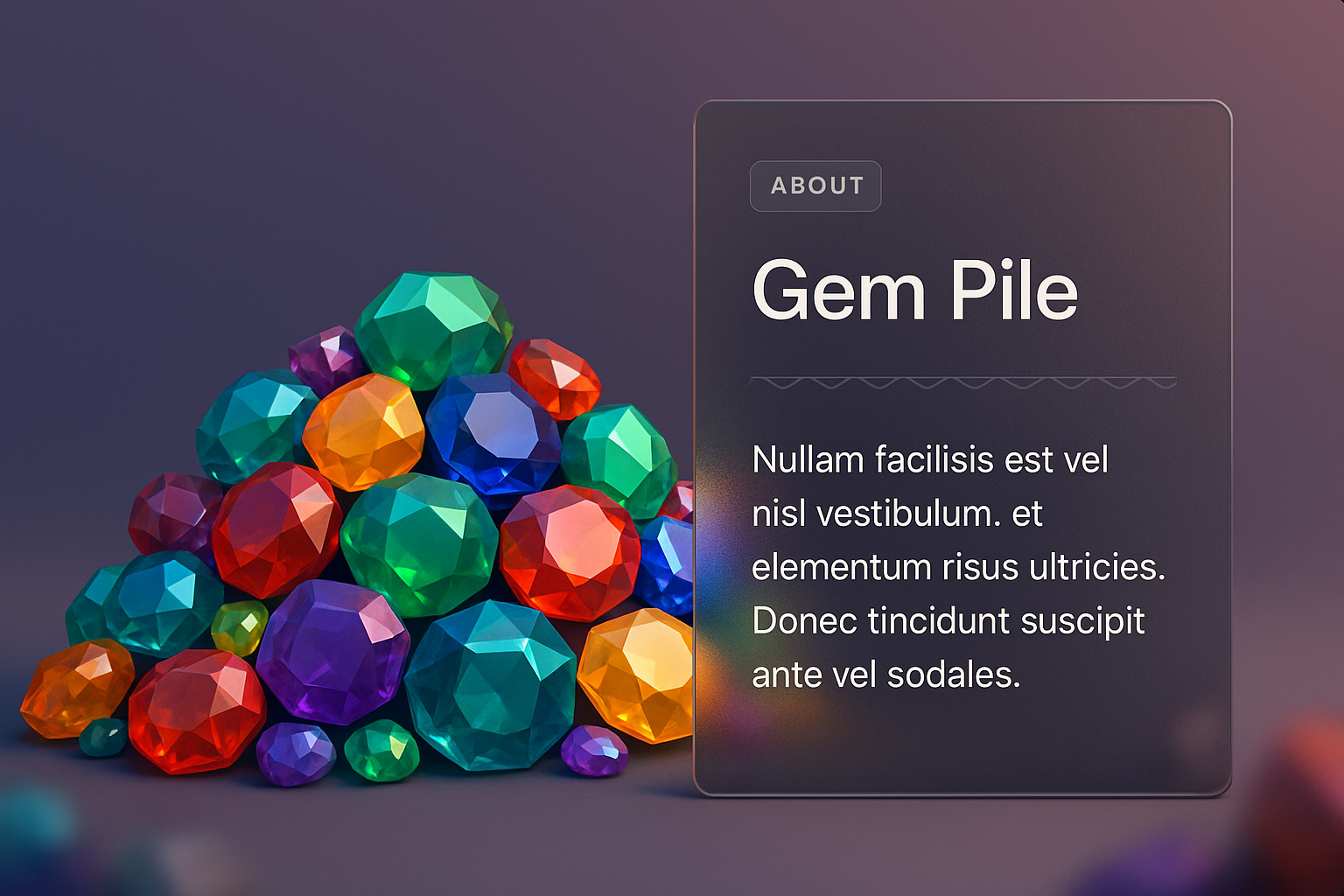 Vibrant Gem Pile with Stylish Overlay Design