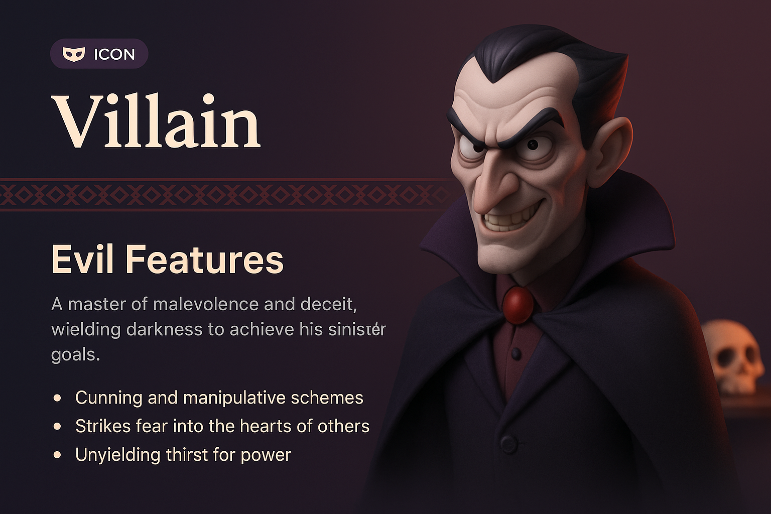 Sinister Villain Landing Page Design with 3D Illustration