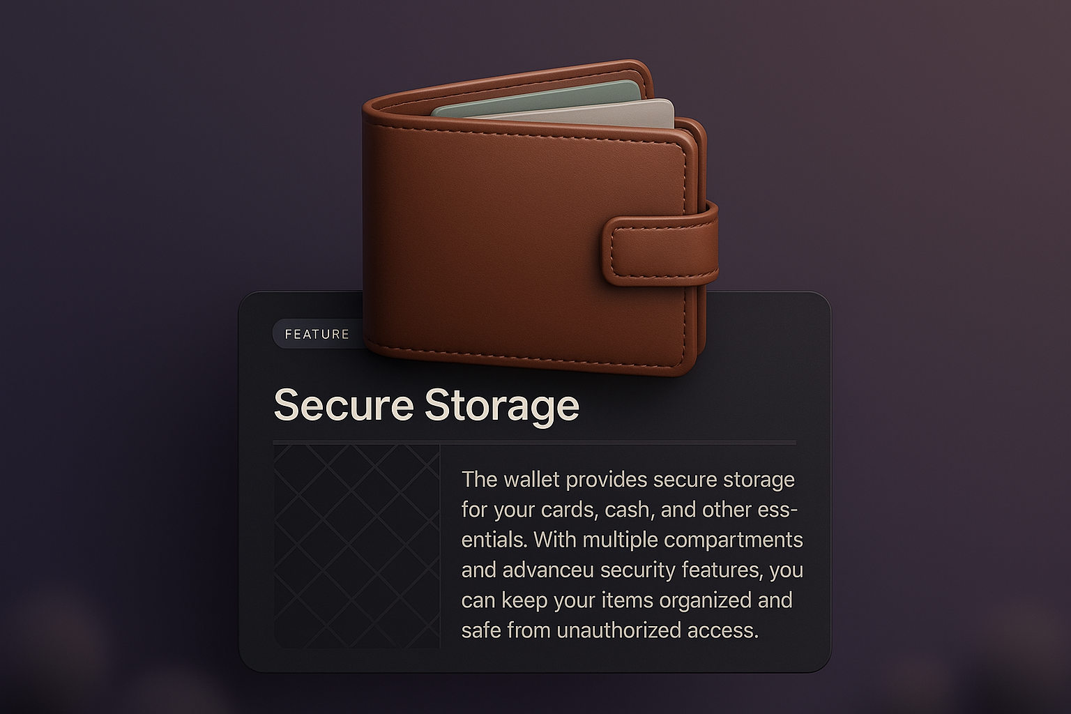 3D Wallet with Secure Storage Feature Highlight