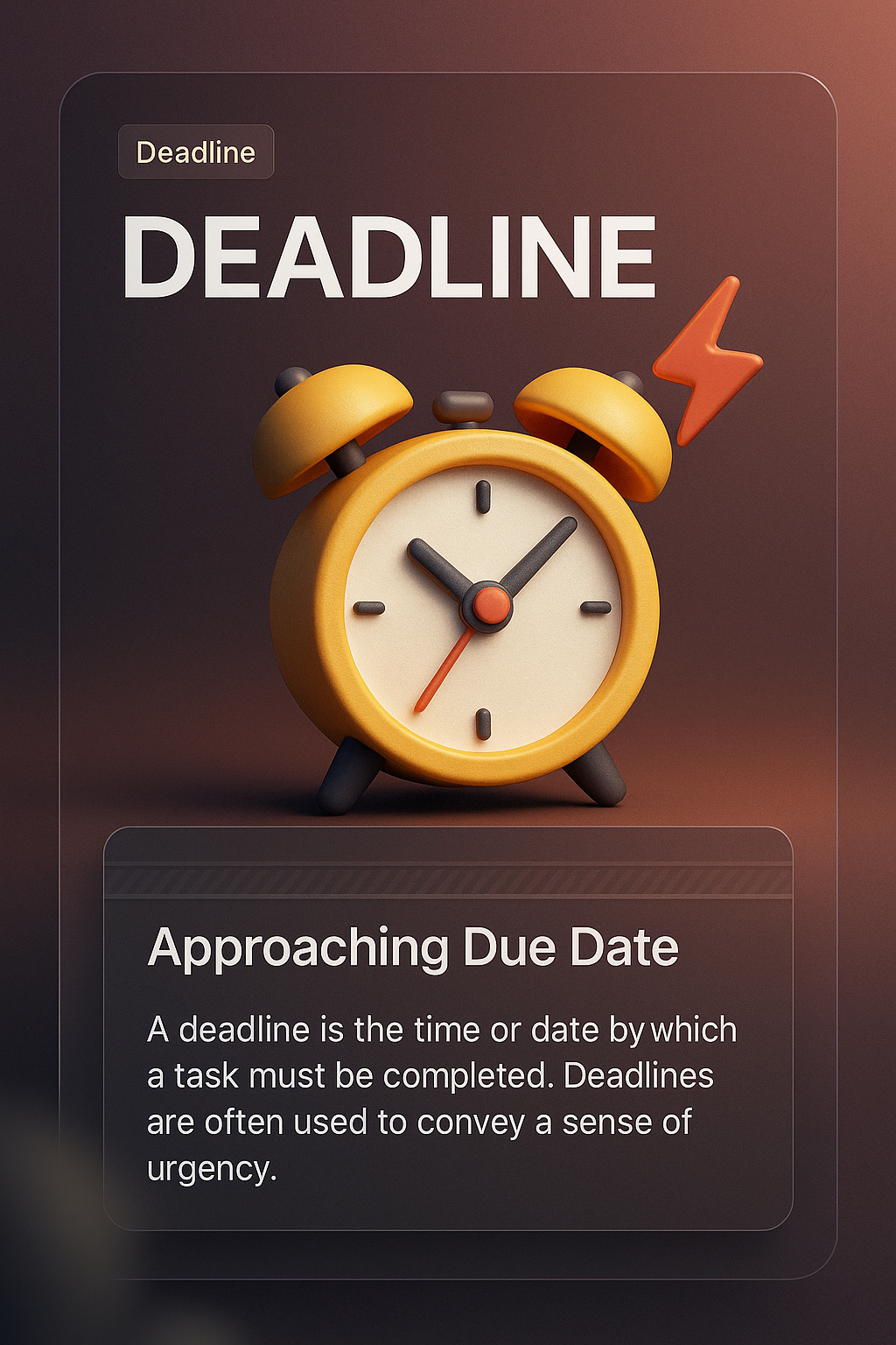 3D Illustration of a Deadline Reminder with Alarm Clock