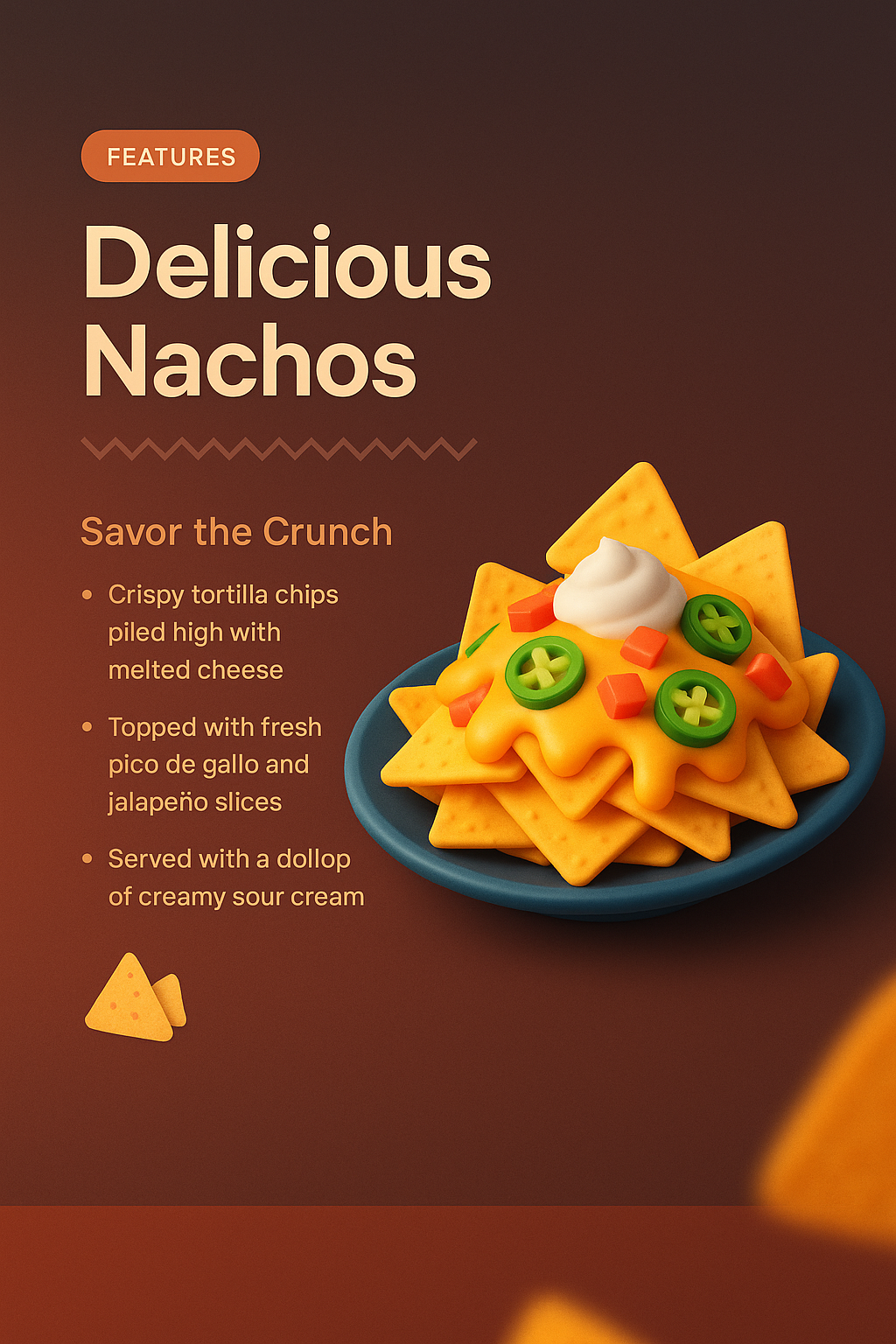 3D Illustration of Delicious Nachos with Toppings