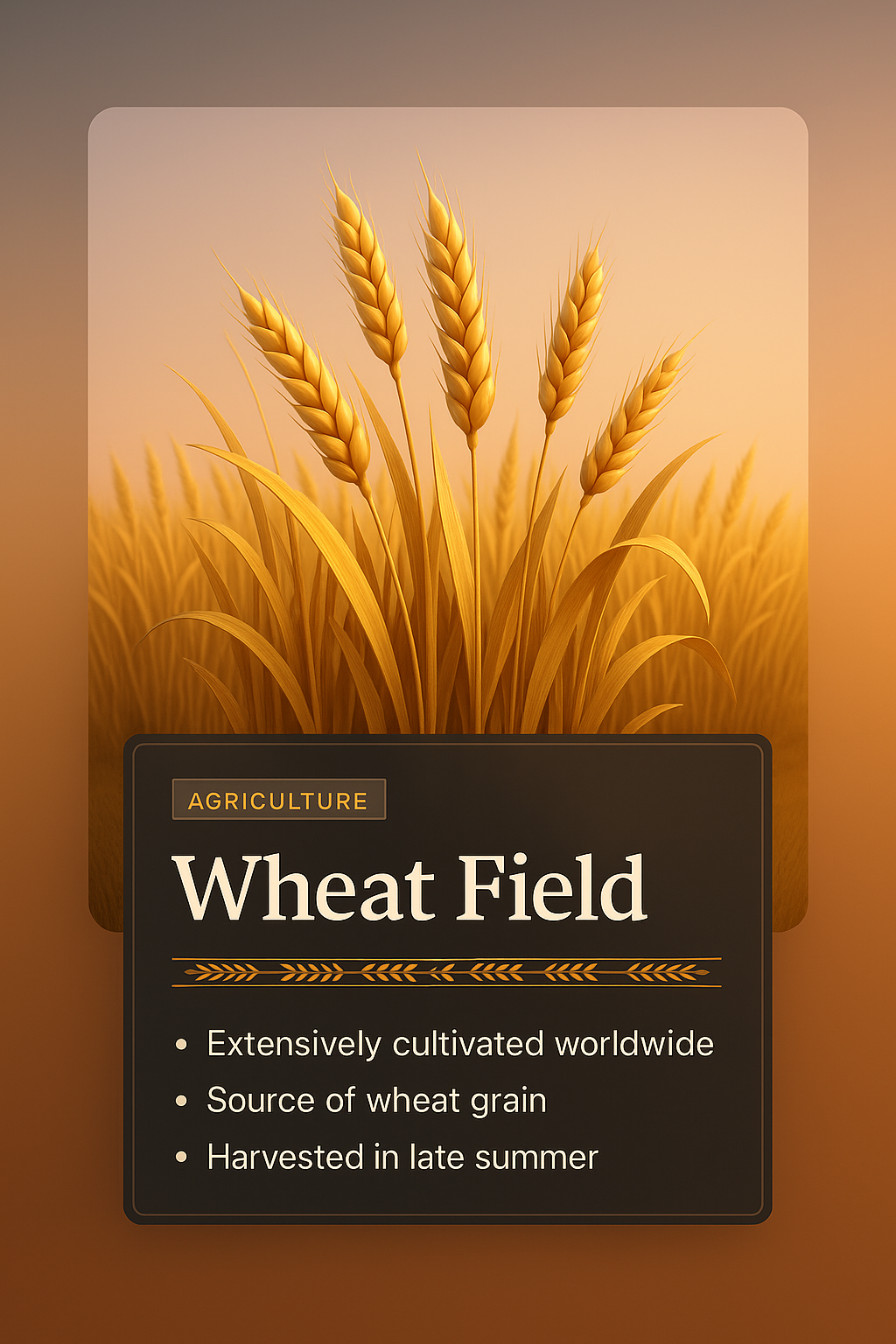 Stunning Wheat Field Illustration with Informative Overlay