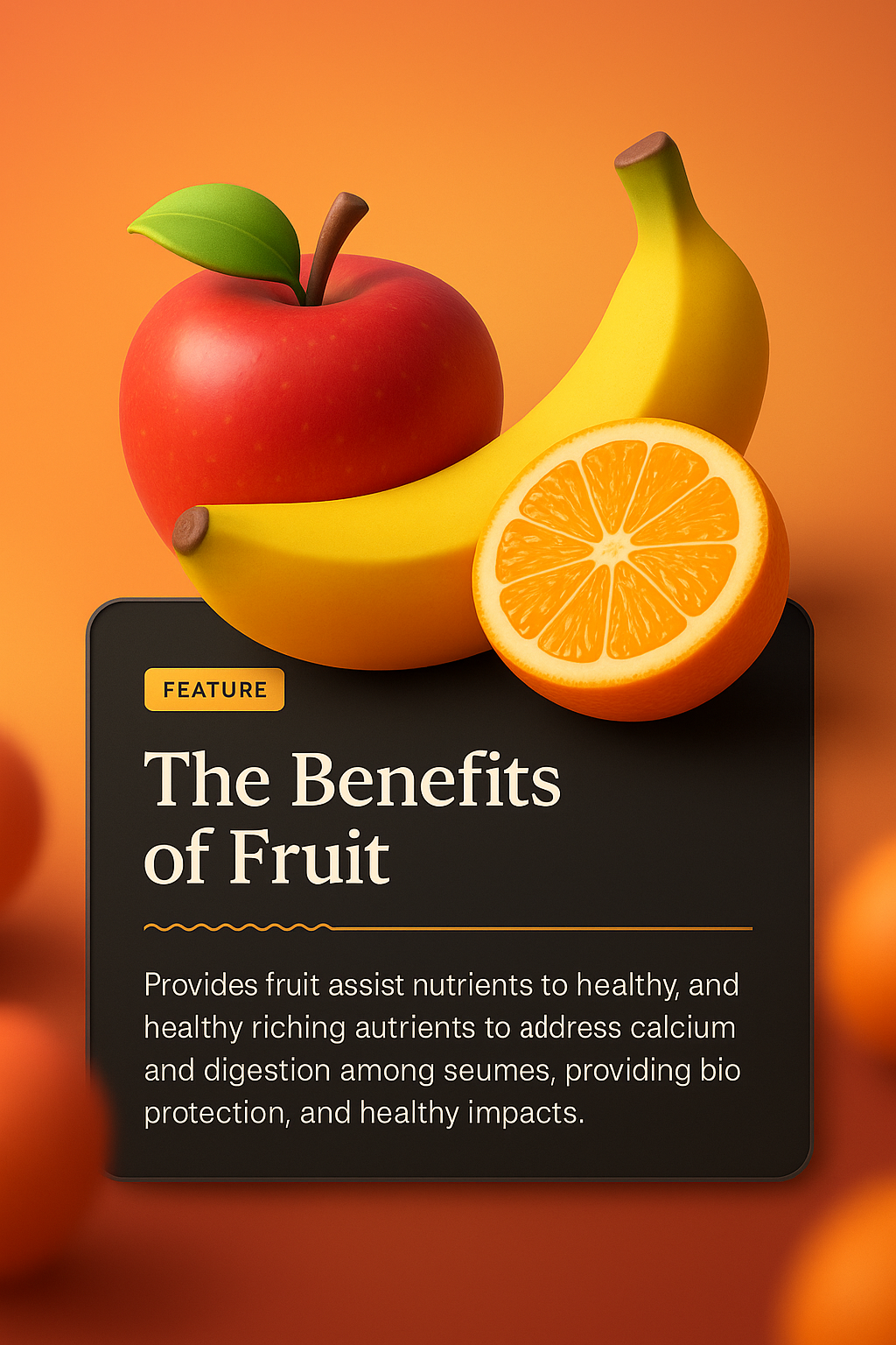 3D Illustration of Fruits with Informative Block