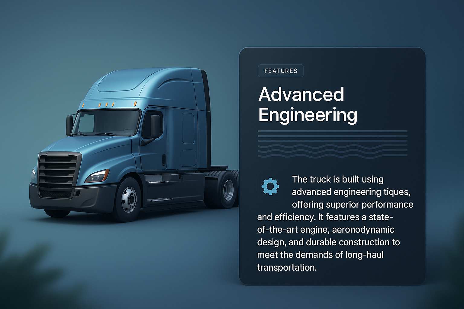 3D Illustration of a Truck with Feature Block