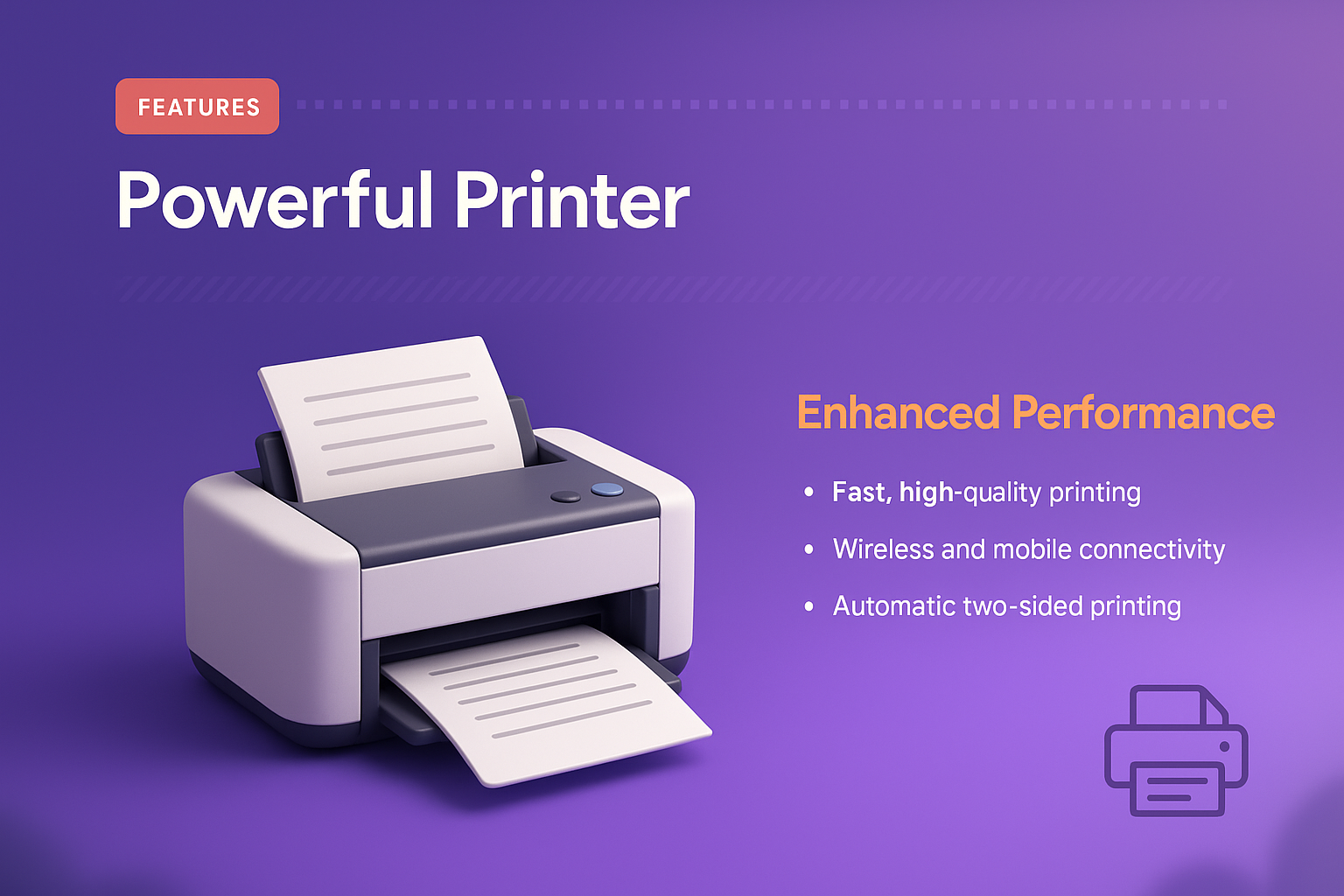 Landing Page Design for a Powerful Printer with Features