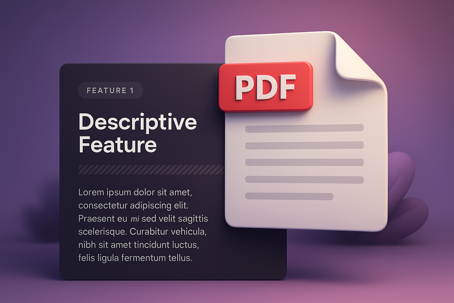 3D Illustration of PDF Feature Description on Web Page