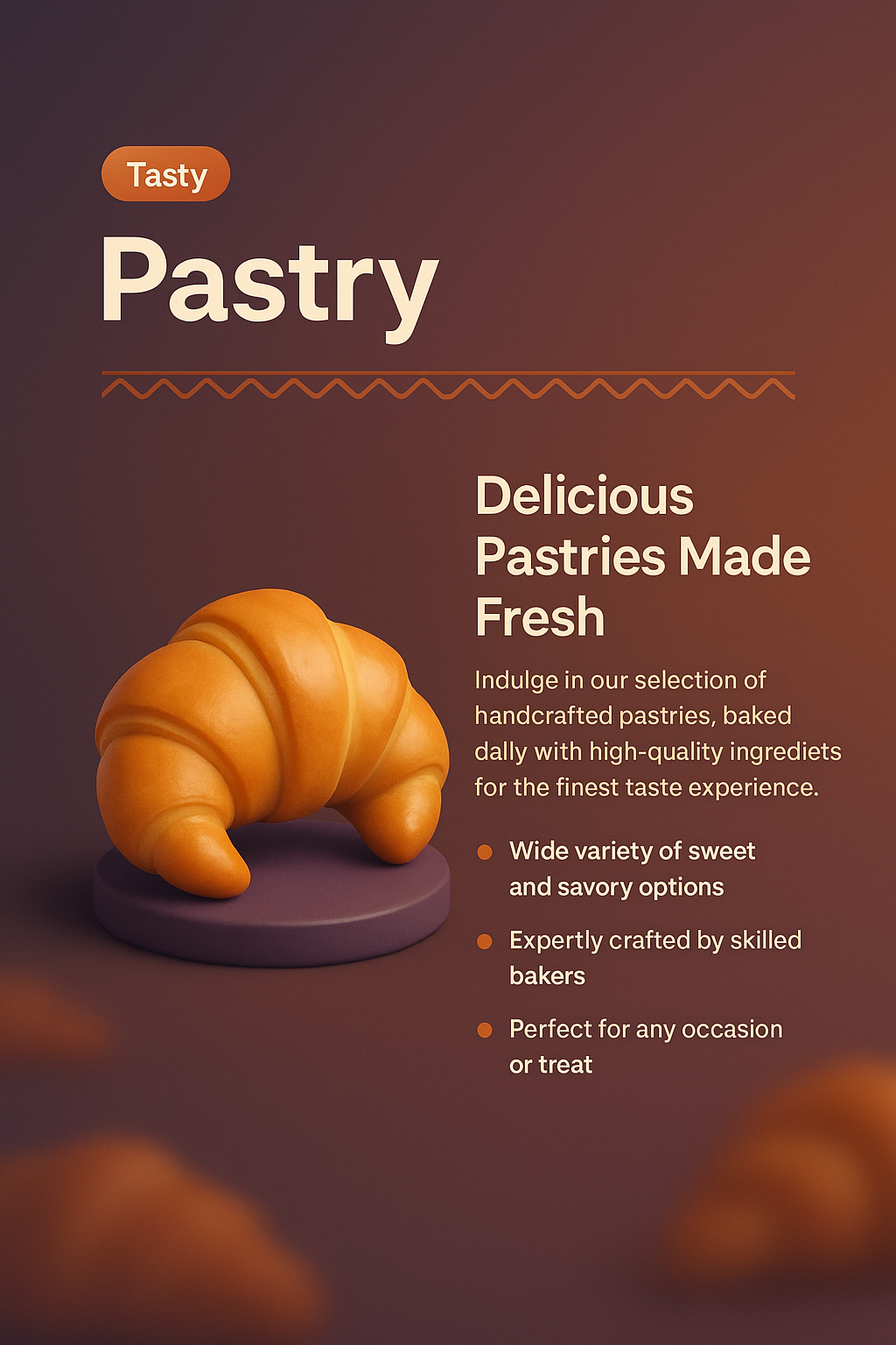 Delicious Pastries Landing Page Design for Confectionery
