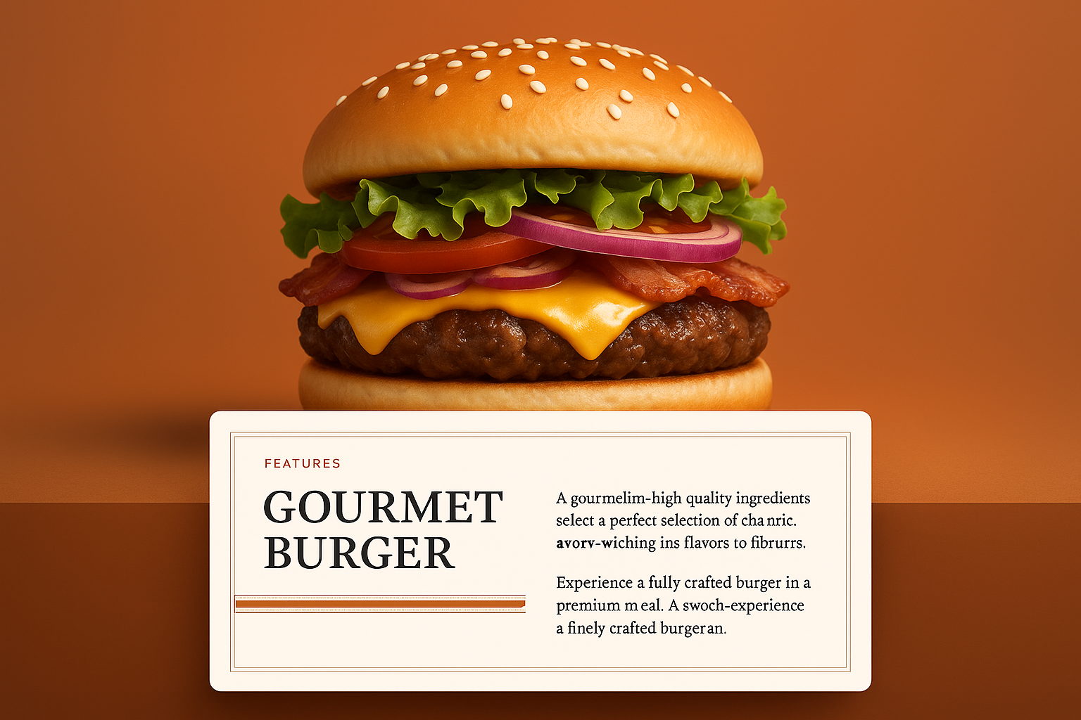 Delicious Gourmet Burger Close-Up with Stylish Features
