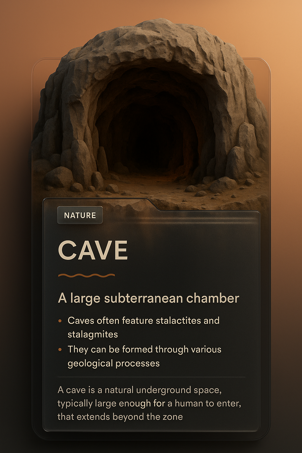 Creative Cave Illustration with Informative Overlay
