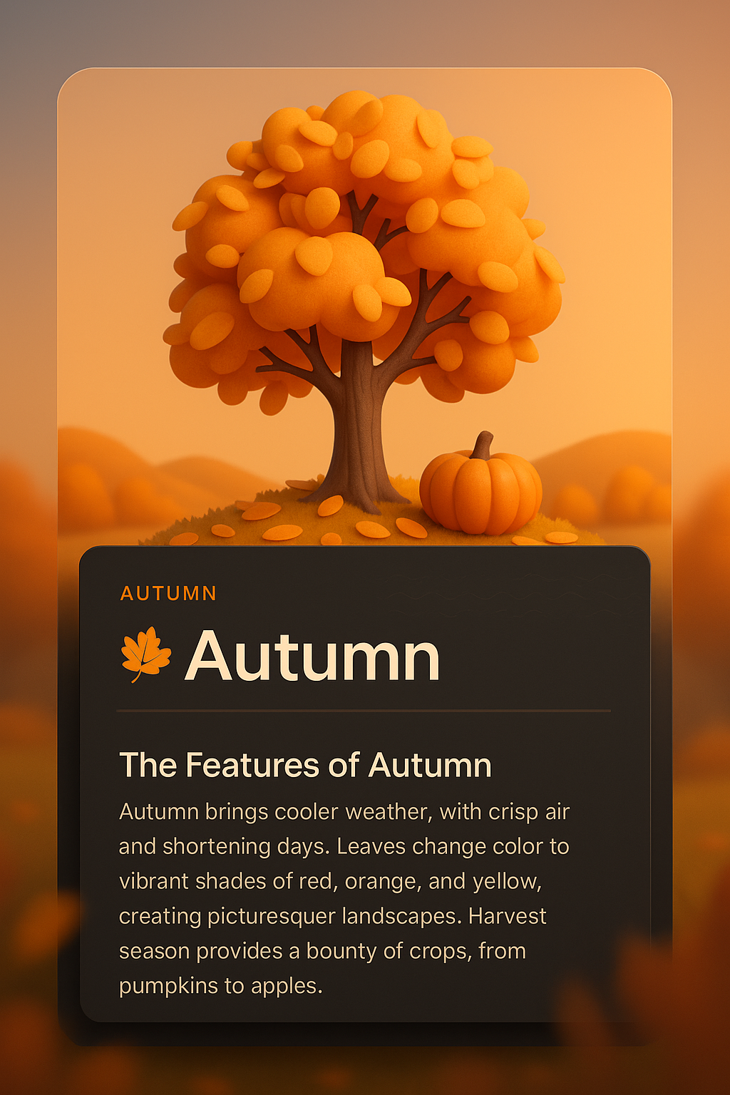 Autumn 3D Illustration with Features Description