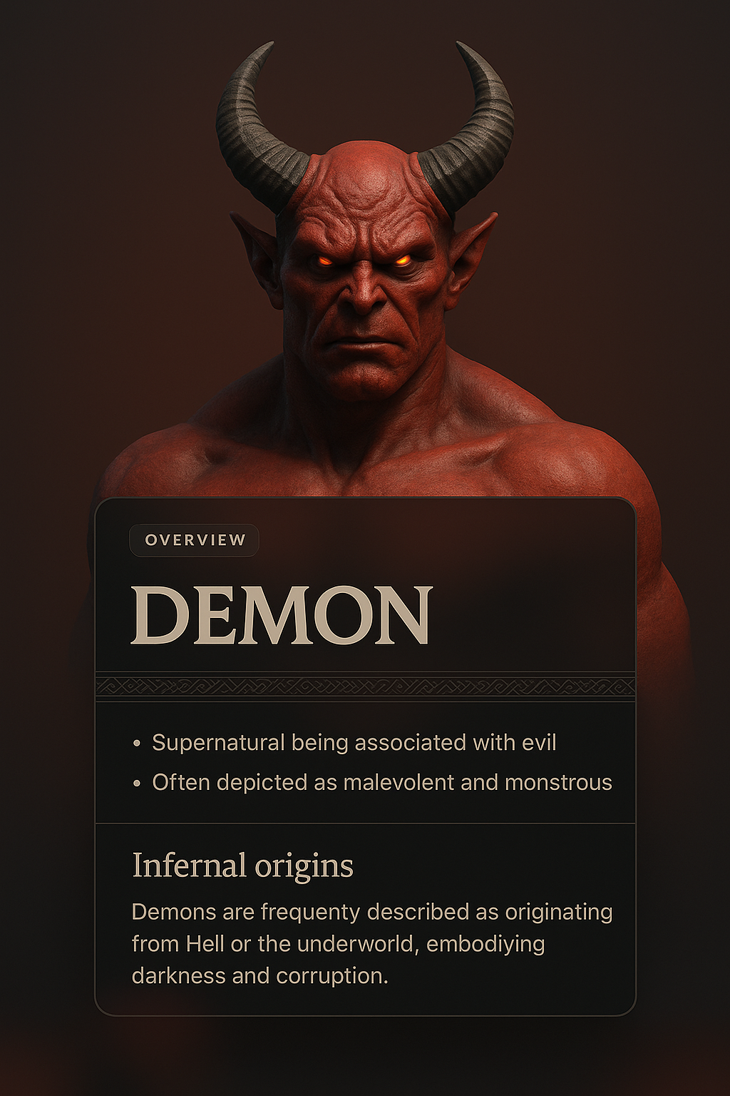 Stylish 3D Demon Design with Informative Blocks