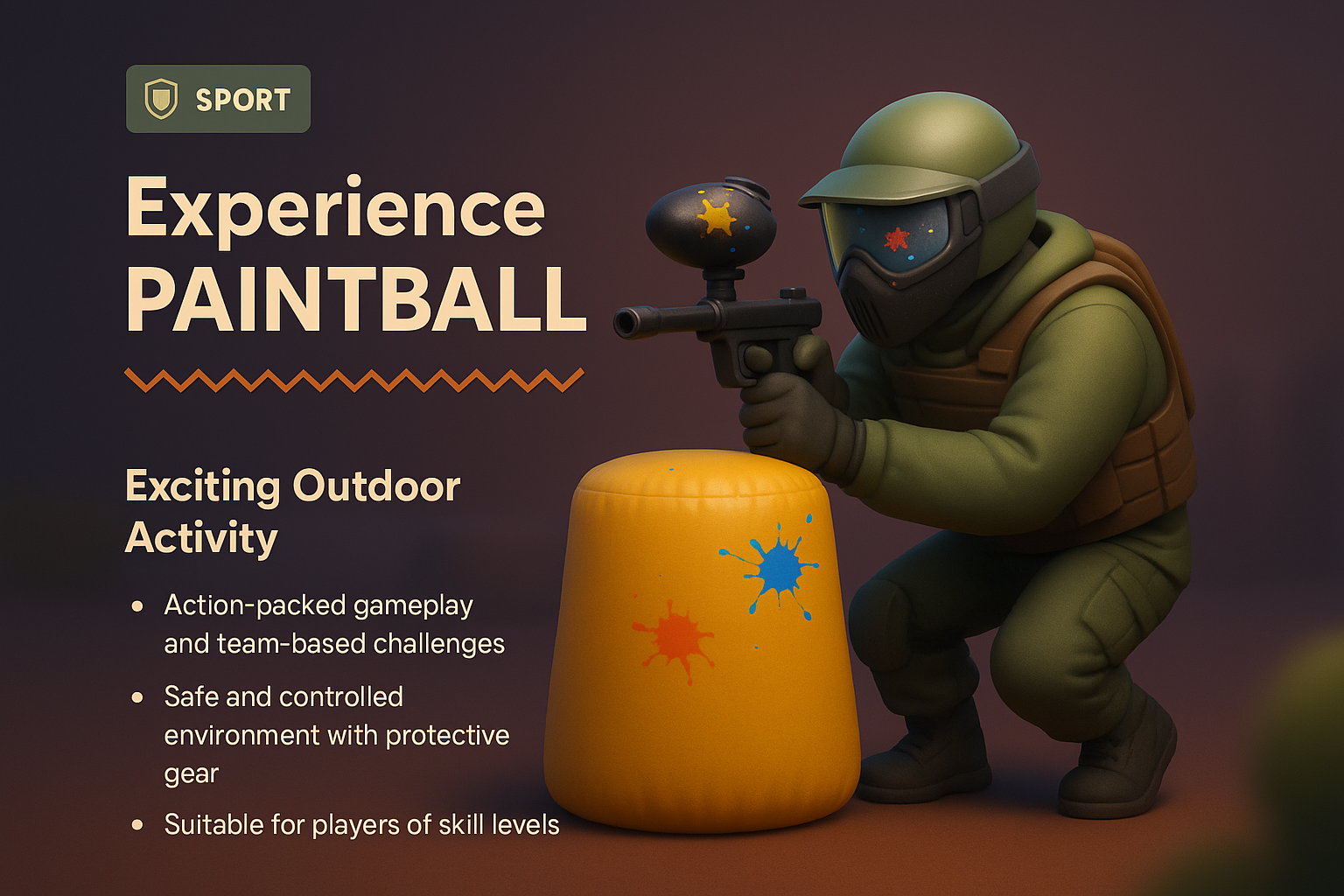 Dynamic Paintball Landing Page Design with 3D Elements
