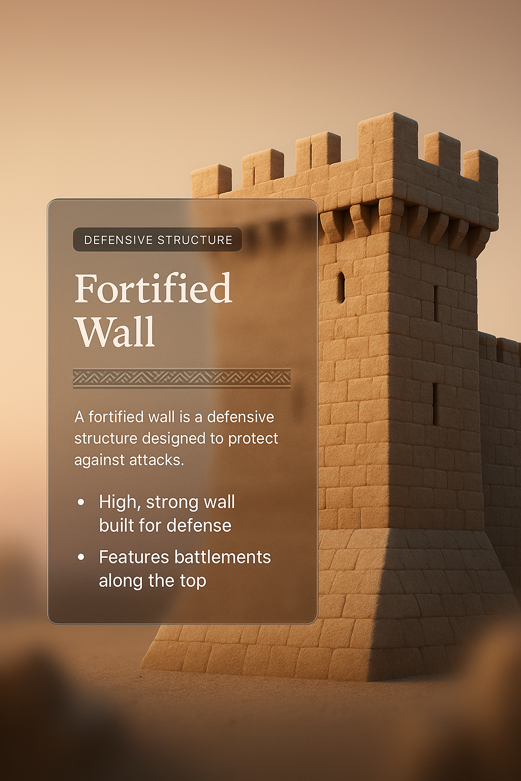 Detailed View of a Fortified Wall with Integrated Design Elements