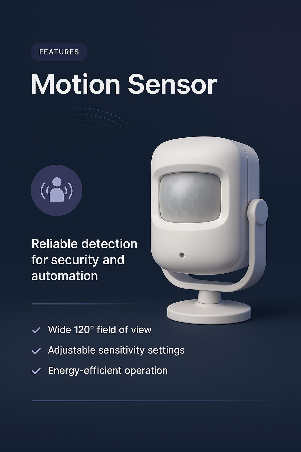 3D Motion Sensor Landing Page Design with Features Description