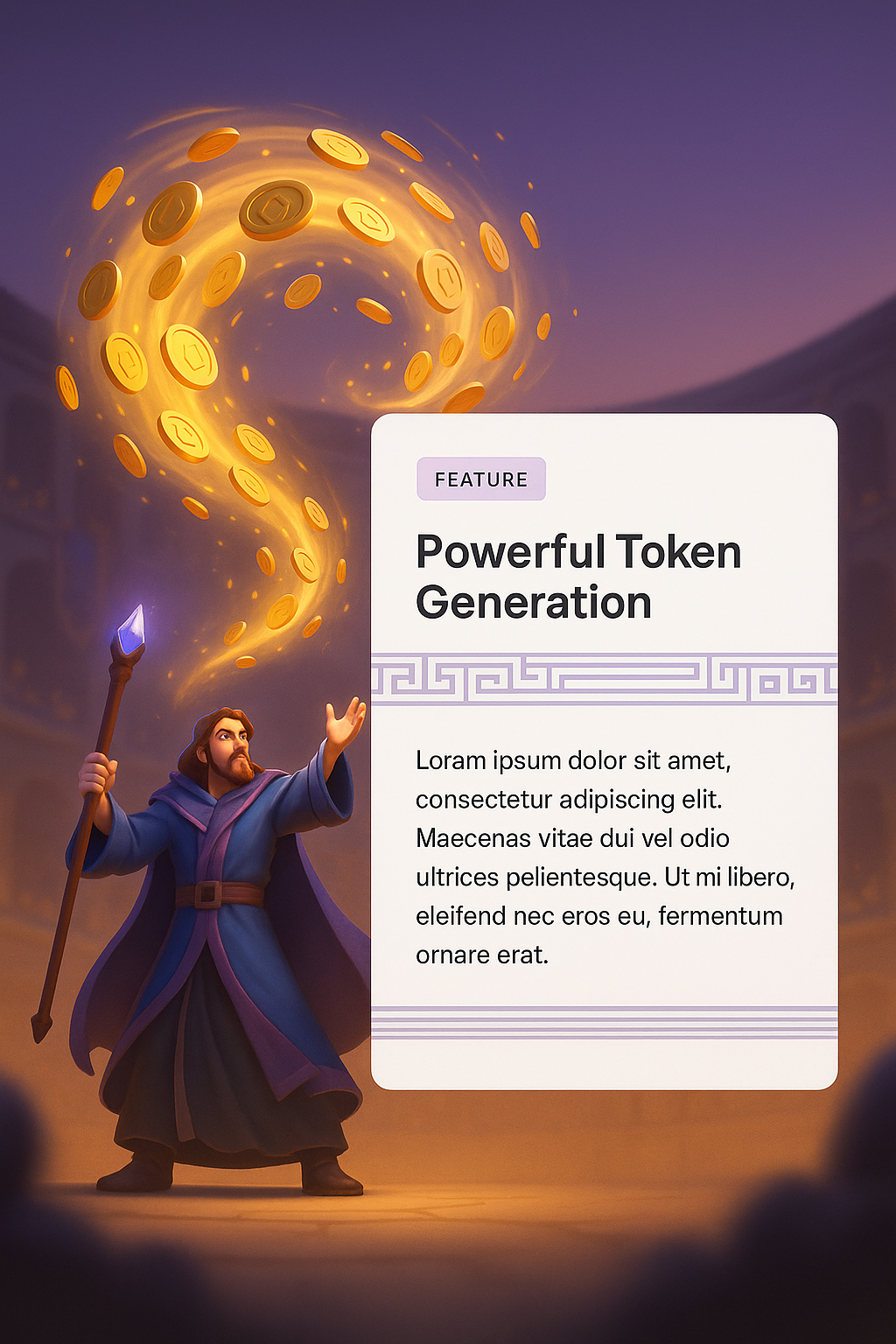 Magical Wizard Summoning a Whirlwind of Tokens