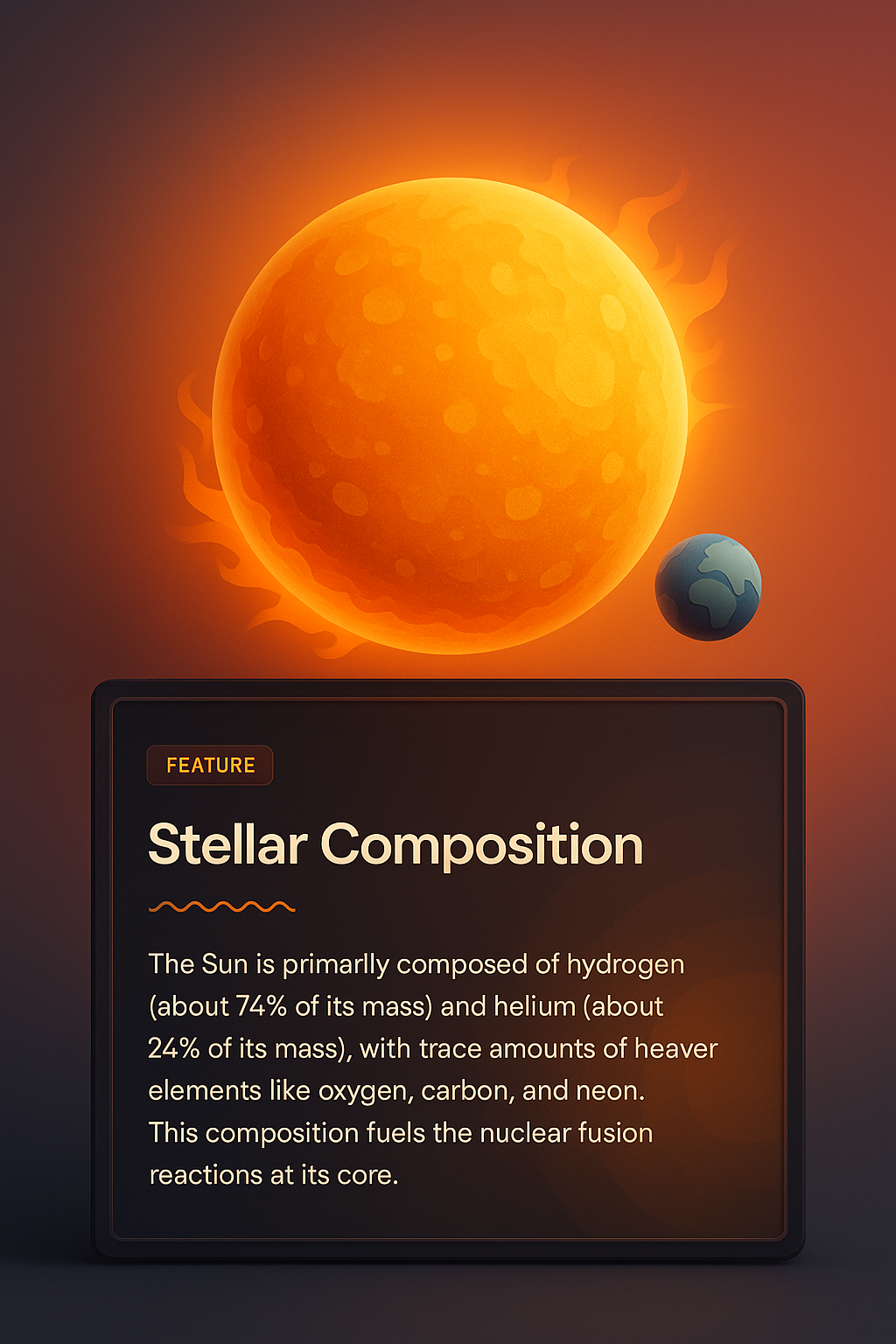 3D Illustration of the Sun with Feature Block