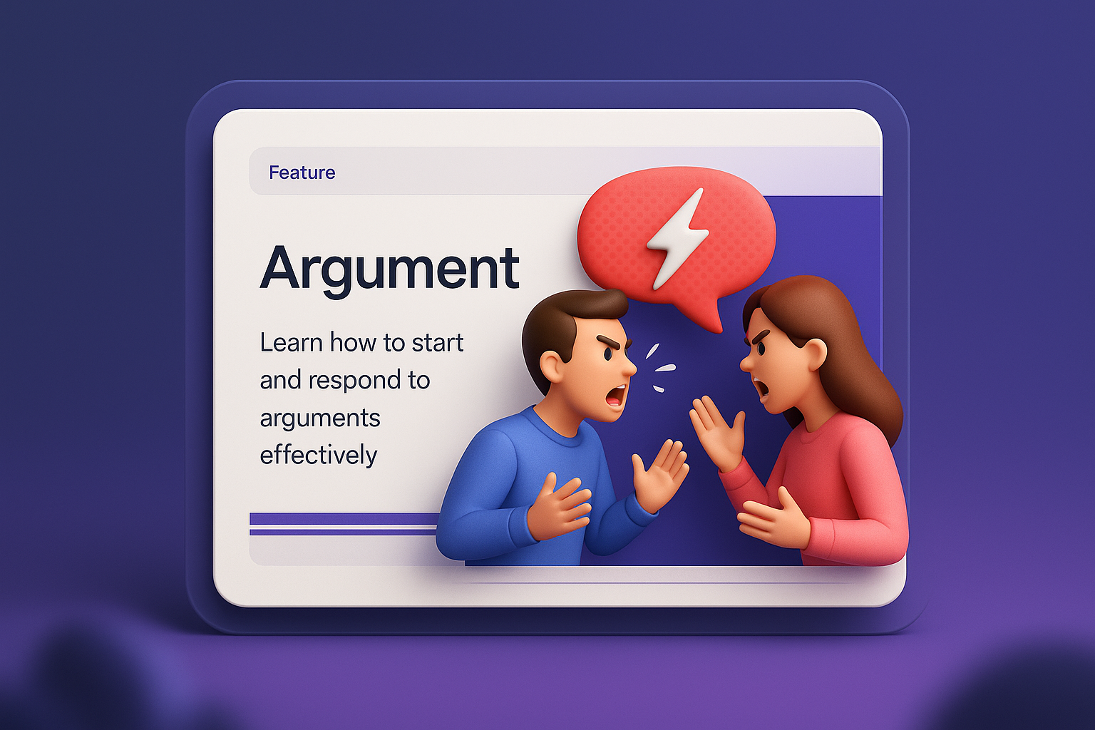 Dynamic 3D Illustration of Argument Concept with Engaging Design