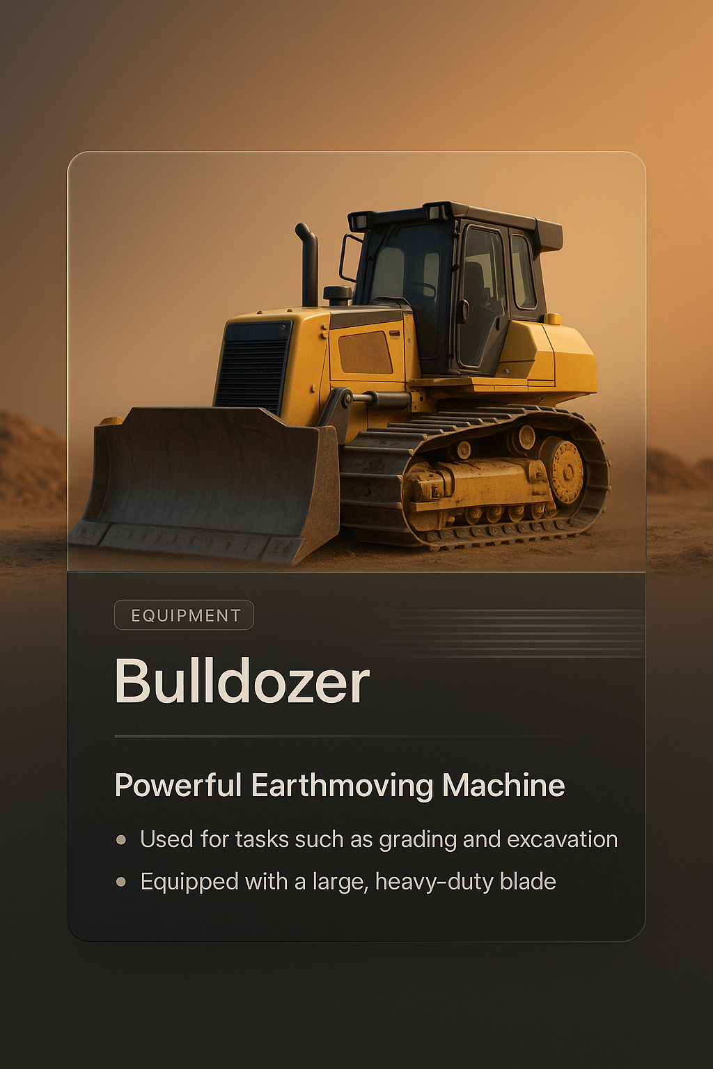 3D Bulldozer Illustration with Informative Overlay