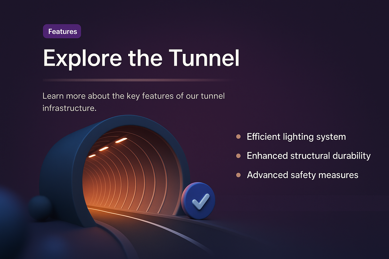 3D Tunnel Design with Key Features Highlighted