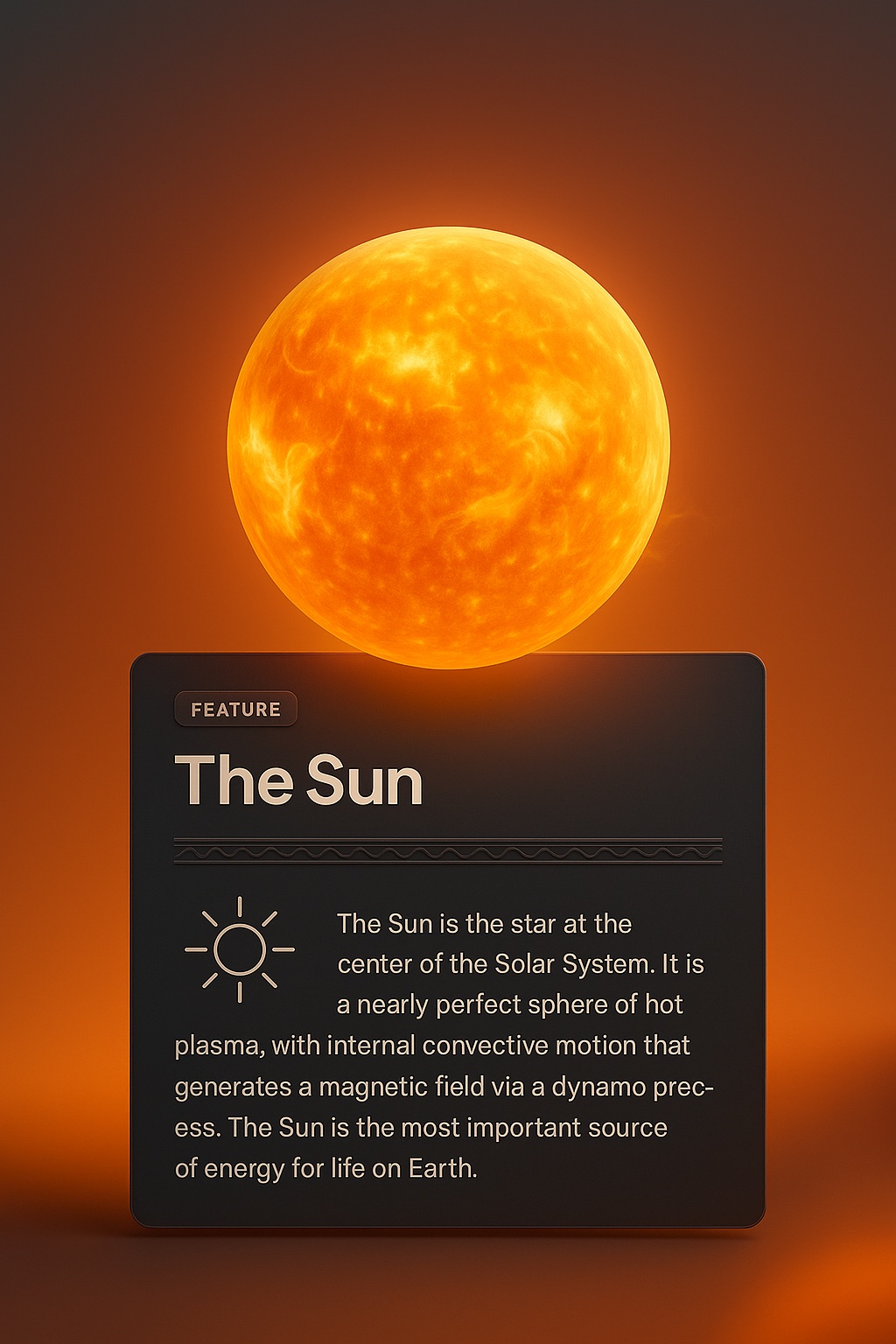 3D Illustration of the Sun with Feature Block