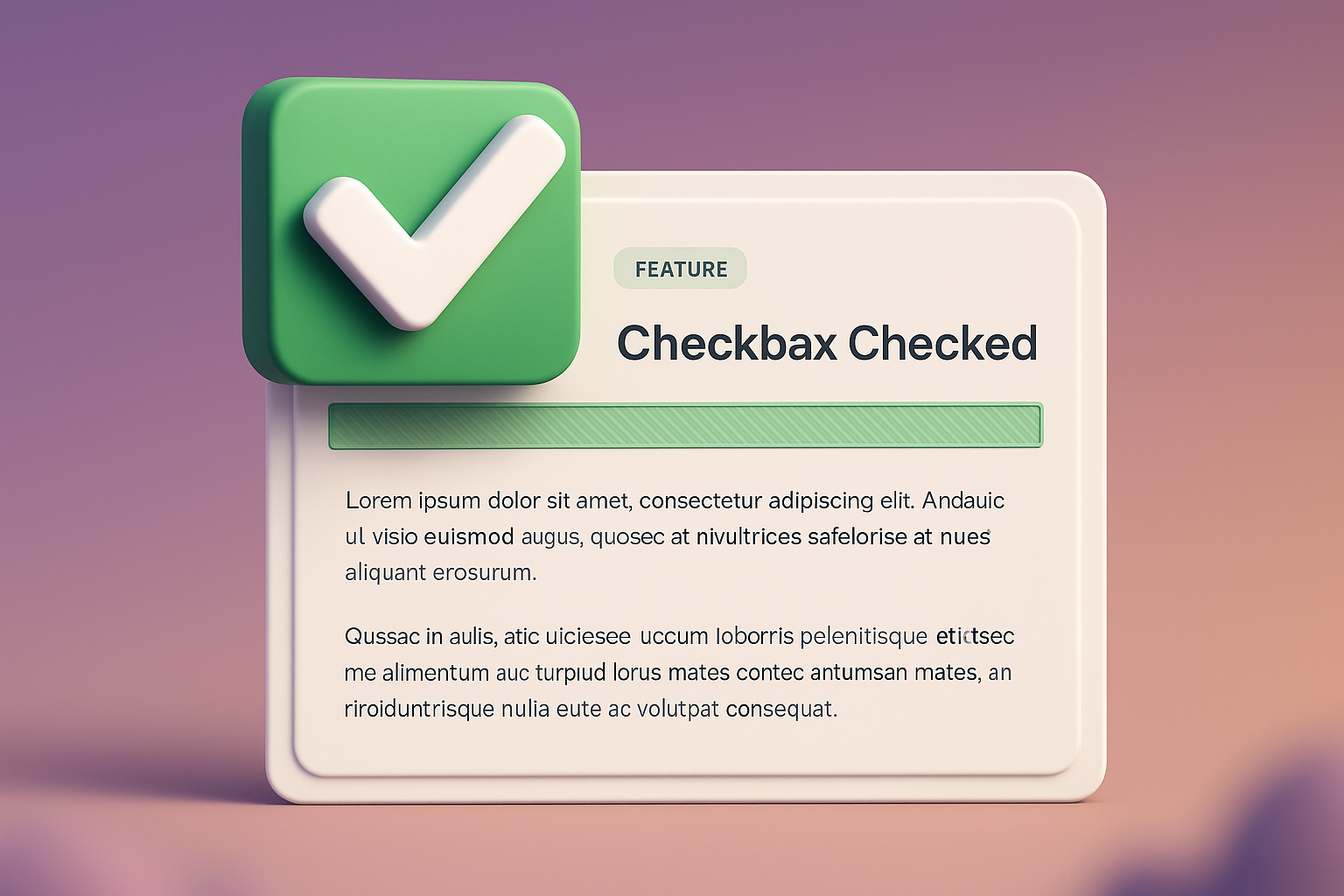 3D Checkbox Checked Web Page Design Concept