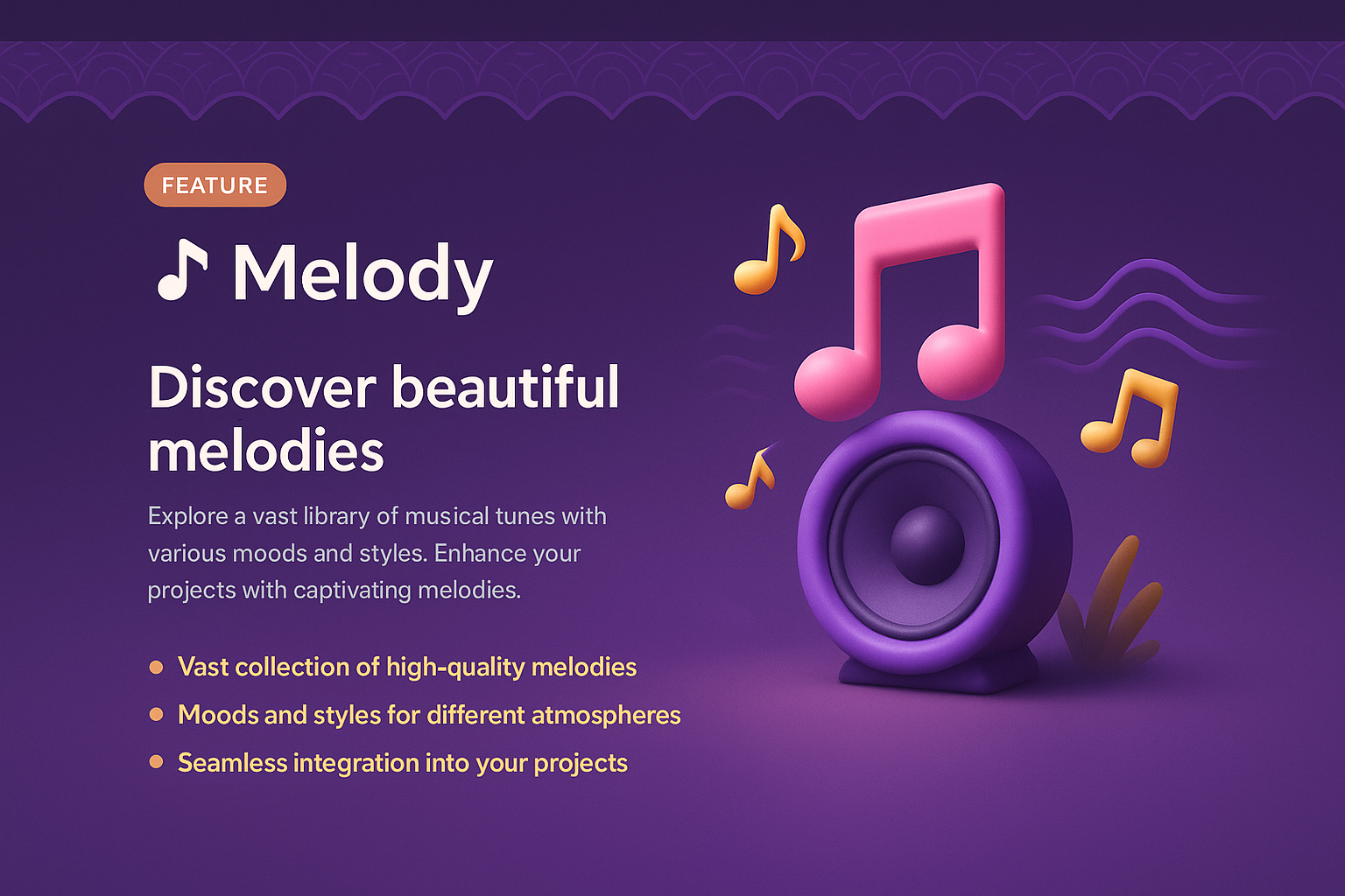 Landing Page Design Featuring 3D Melody Illustration