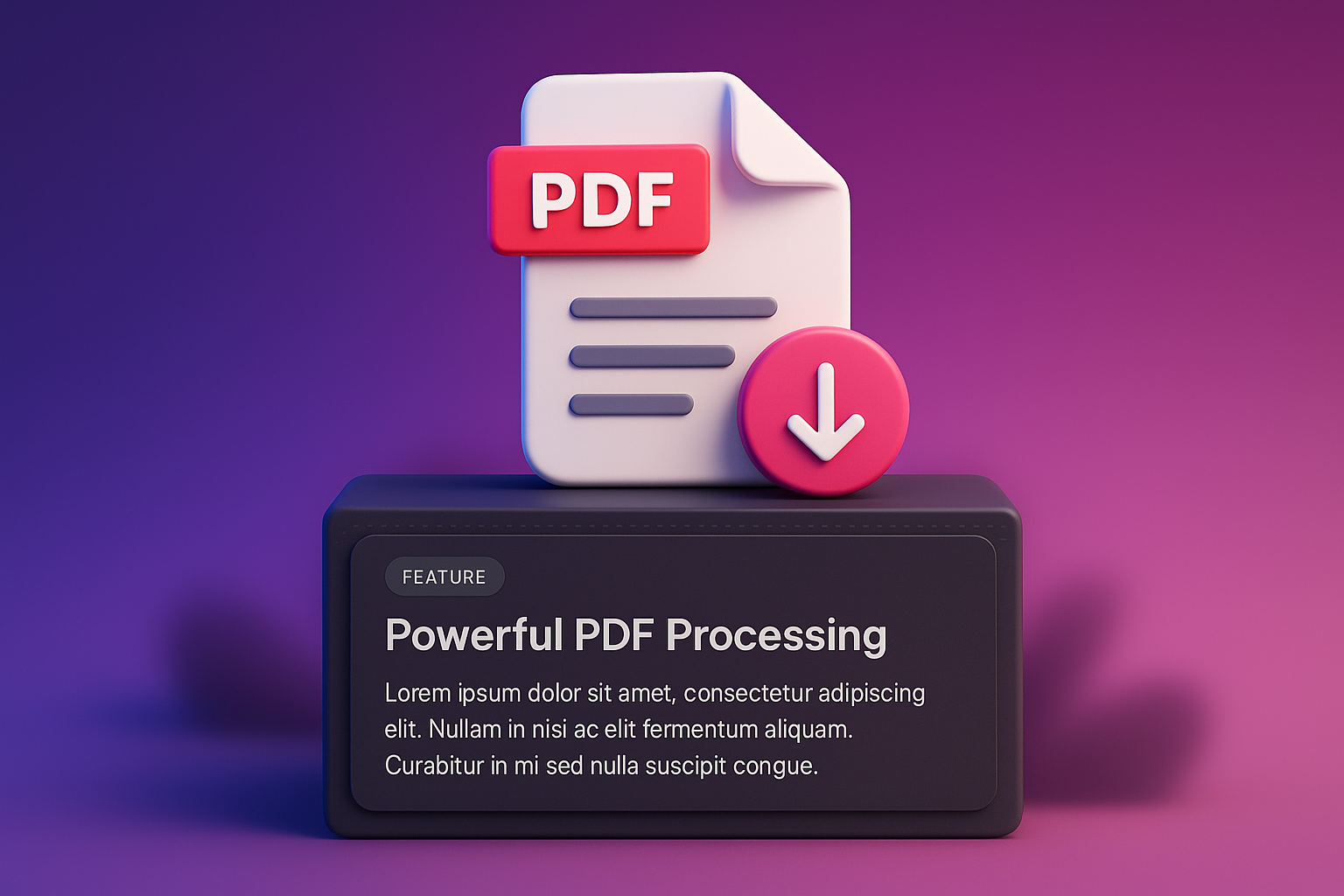 3D Illustration of PDF Processing Features on Web Page